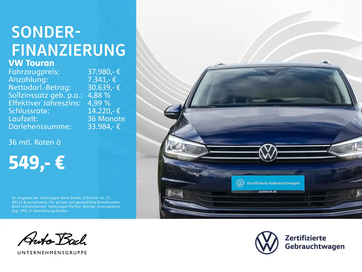 Volkswagen Touran 2.0 TDI "Highline" DSG Navi LED Standhzg. Bleu - 2