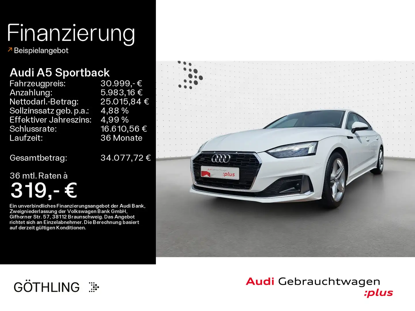 Audi A5 40 TDI qu Advanced S tro*Matrix*Nav Blanc - 1