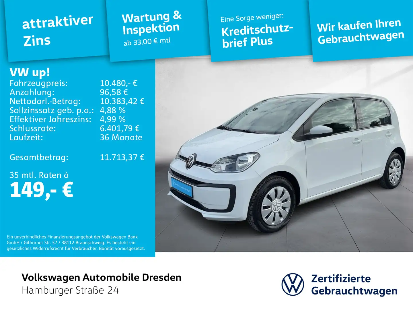 Volkswagen up! 1.0 MPI KLIMA DAB+ BLUETOOTH Weiß - 1