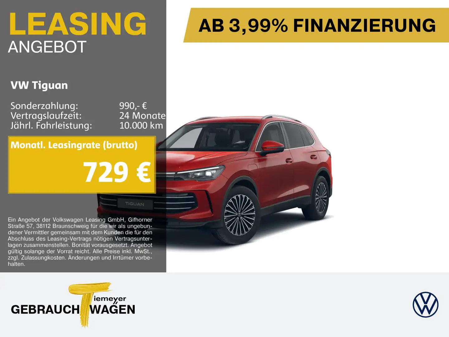 Volkswagen Tiguan 1.5 TSI eHybrid 272PS ELEGANCE AHK KAMERA Rouge - 1
