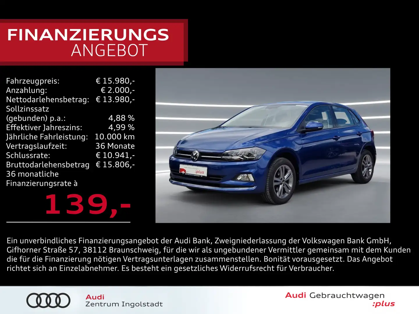 Volkswagen Polo 1.0 TSI ACC App-Connect 2Z-Klima Highline Blu/Azzurro - 1