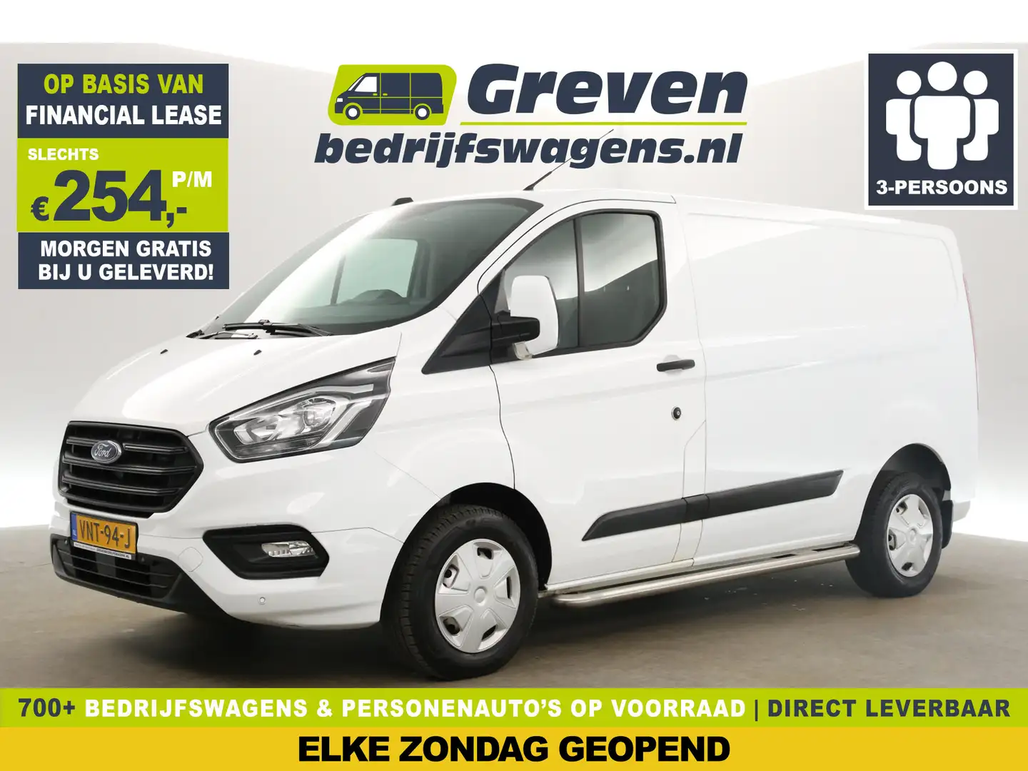 Ford Transit Custom 280 2.0 TDCI L1H1 Airco Cruise Parkeersensoren 3 P Wit - 1