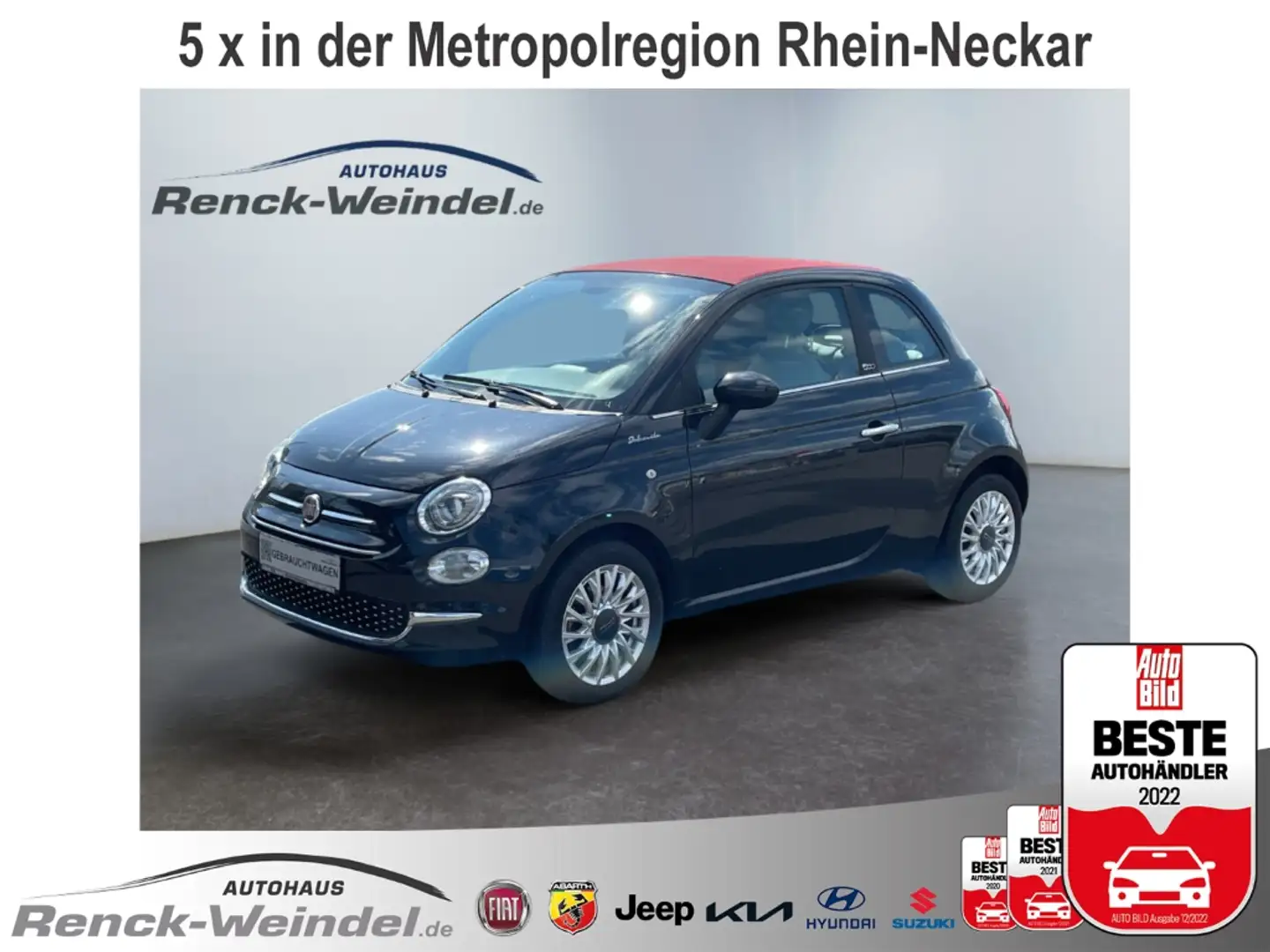 Fiat 500C DolceVita 1.0 GSE Hybrid Klima PDC Temp BT DAB App Schwarz - 1