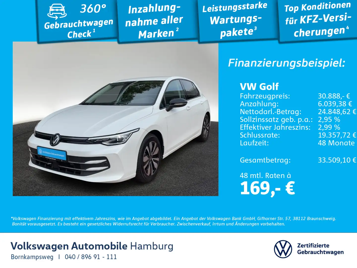 Volkswagen Golf VIII 1.5 eTSI Goal DSG AHK Navi Kamera LED Weiß - 1