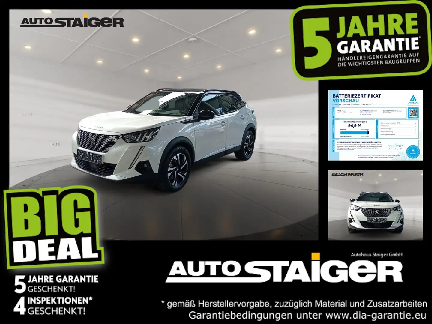 Peugeot 2008 e- GT ACC+LED+Navi+SD+SHZ+Fernlichtass.+PDC Weiß - 1