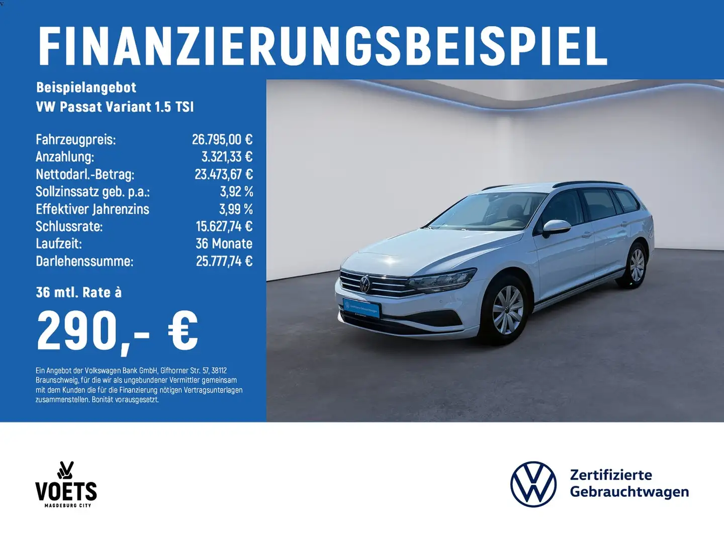 Volkswagen Passat Variant 1.5 TSI Conceptline DSG+NAVI+LED Weiß - 2
