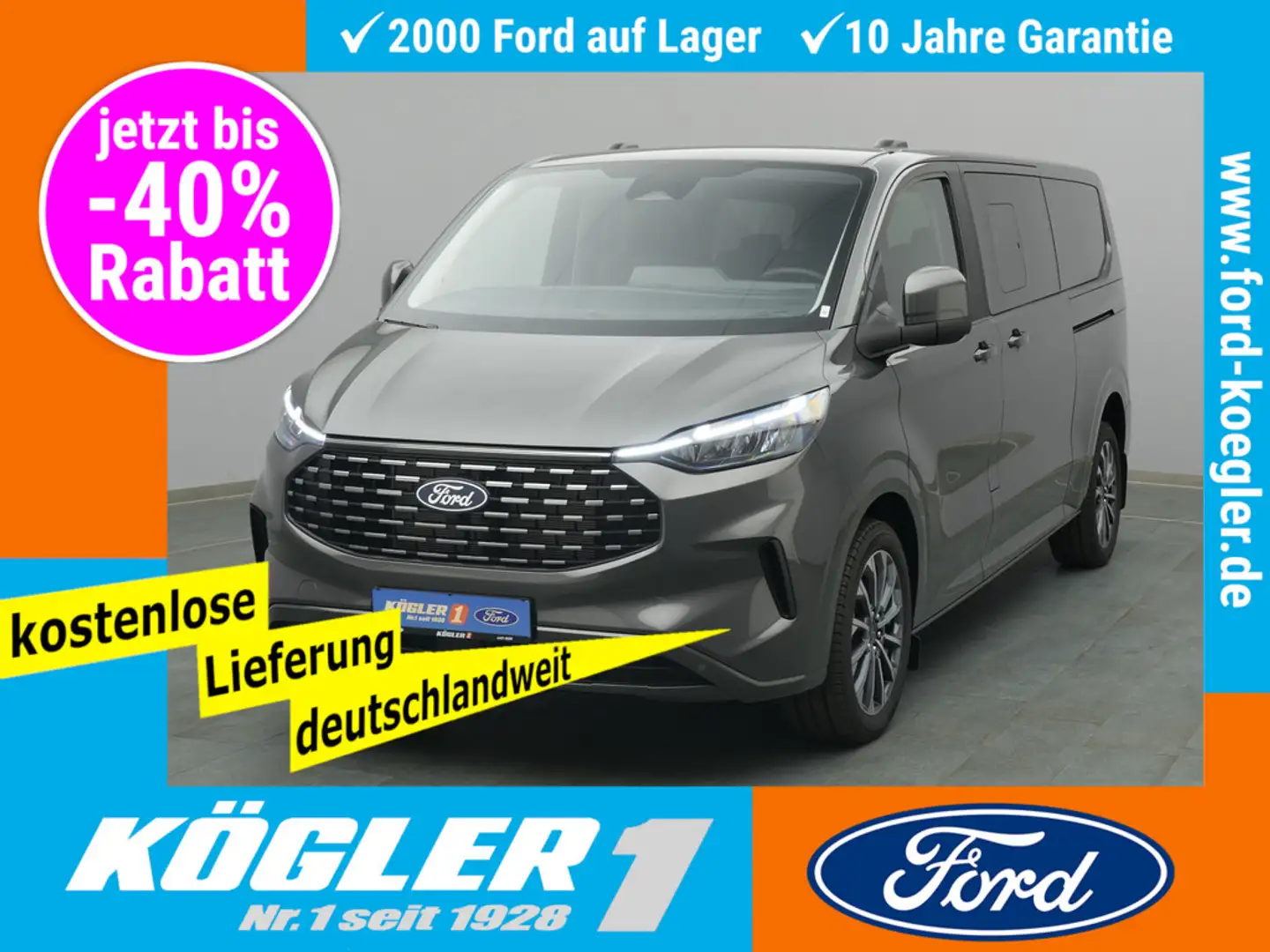 Ford Tourneo Custom 320 L2 Titanium 170PS 4x4 Grau - 1