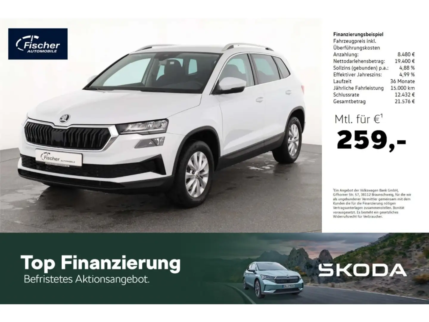 Skoda Karoq 1.5 TSI Ambition DSG LED/NAV/DC/ACC/RFK Blanc - 1