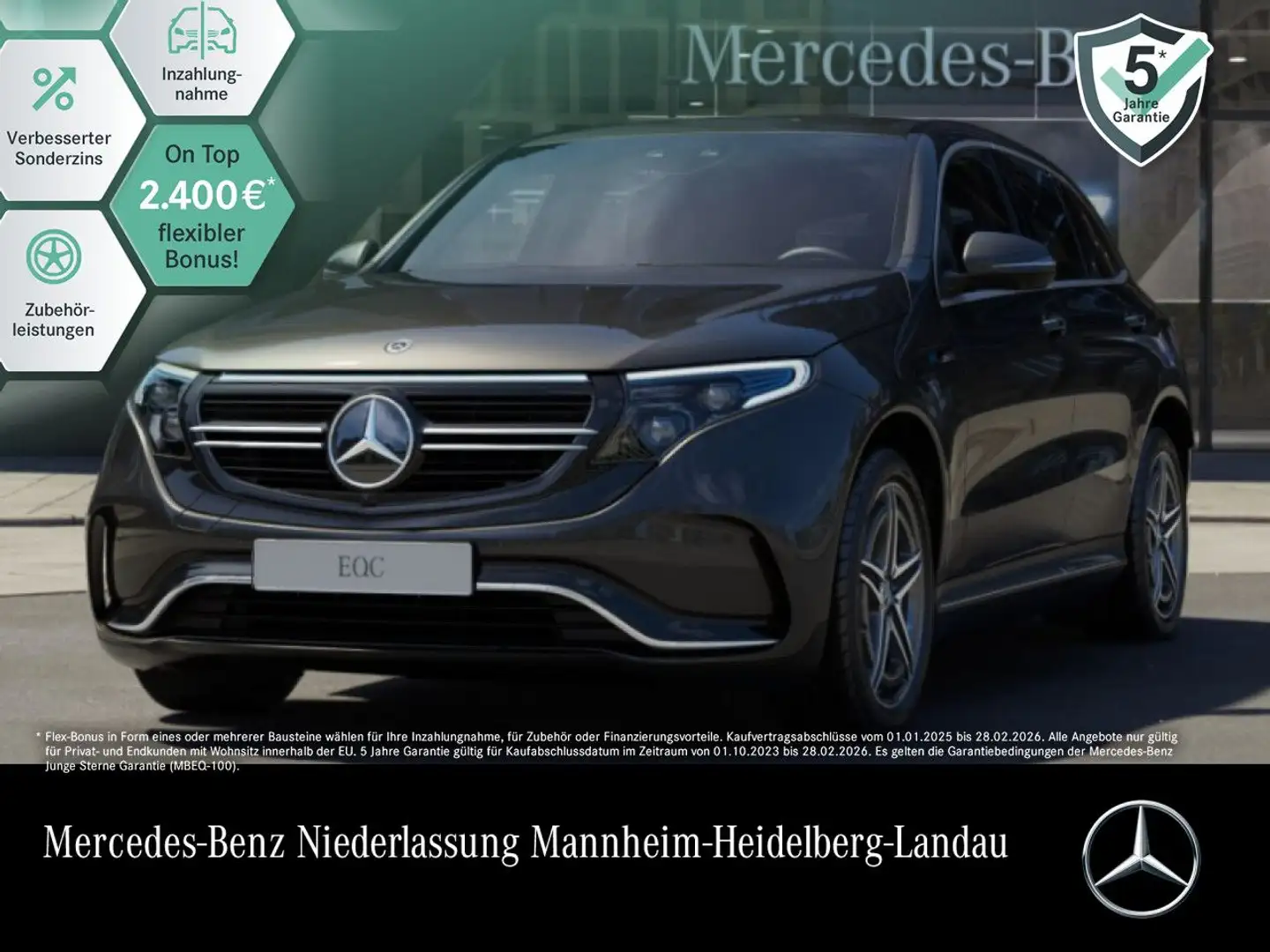 Mercedes-Benz EQC 400 4M AMG+360+AHK+MULTIBEAM+FAHRASS+KEYLESS Grau - 1