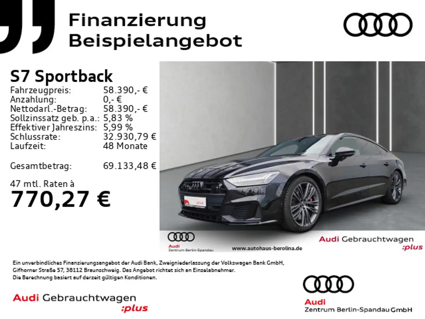 Audi S7 *HD-MATRIX*B&O*Opt.-Schwarz+*TOUR* Schwarz - 1
