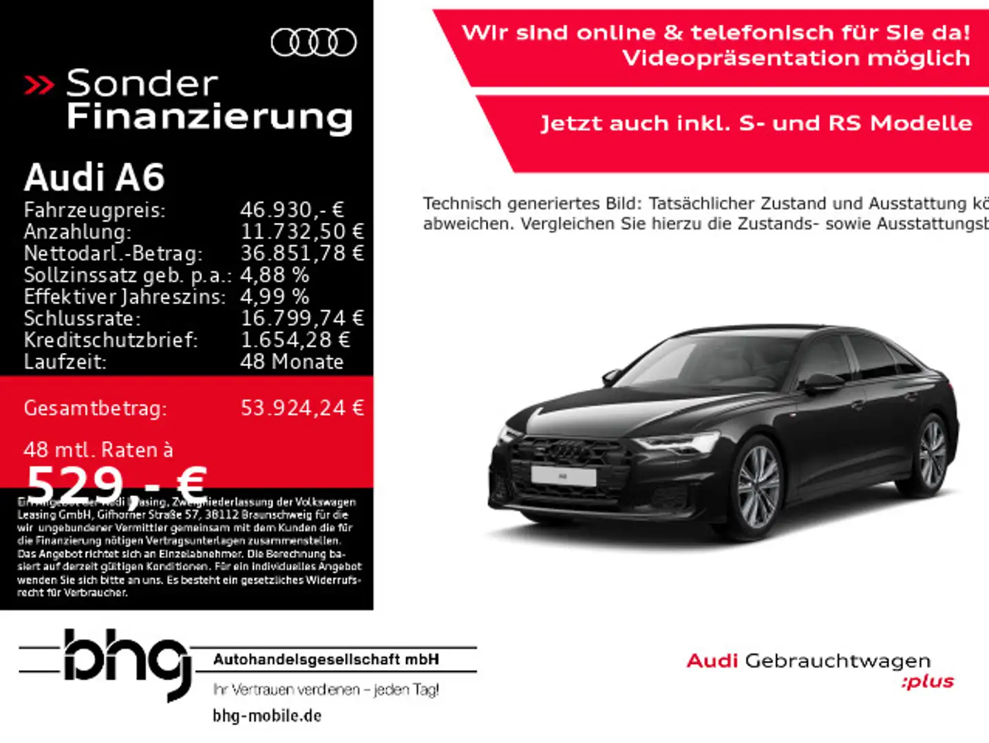 Audi A6 45 TFSI quattro S tronic S line Schwarz - 1