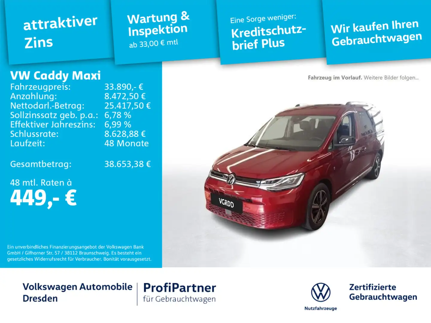 Volkswagen Caddy Style 4M LED NAV STH AHZV ACC KAMERA Rot - 1