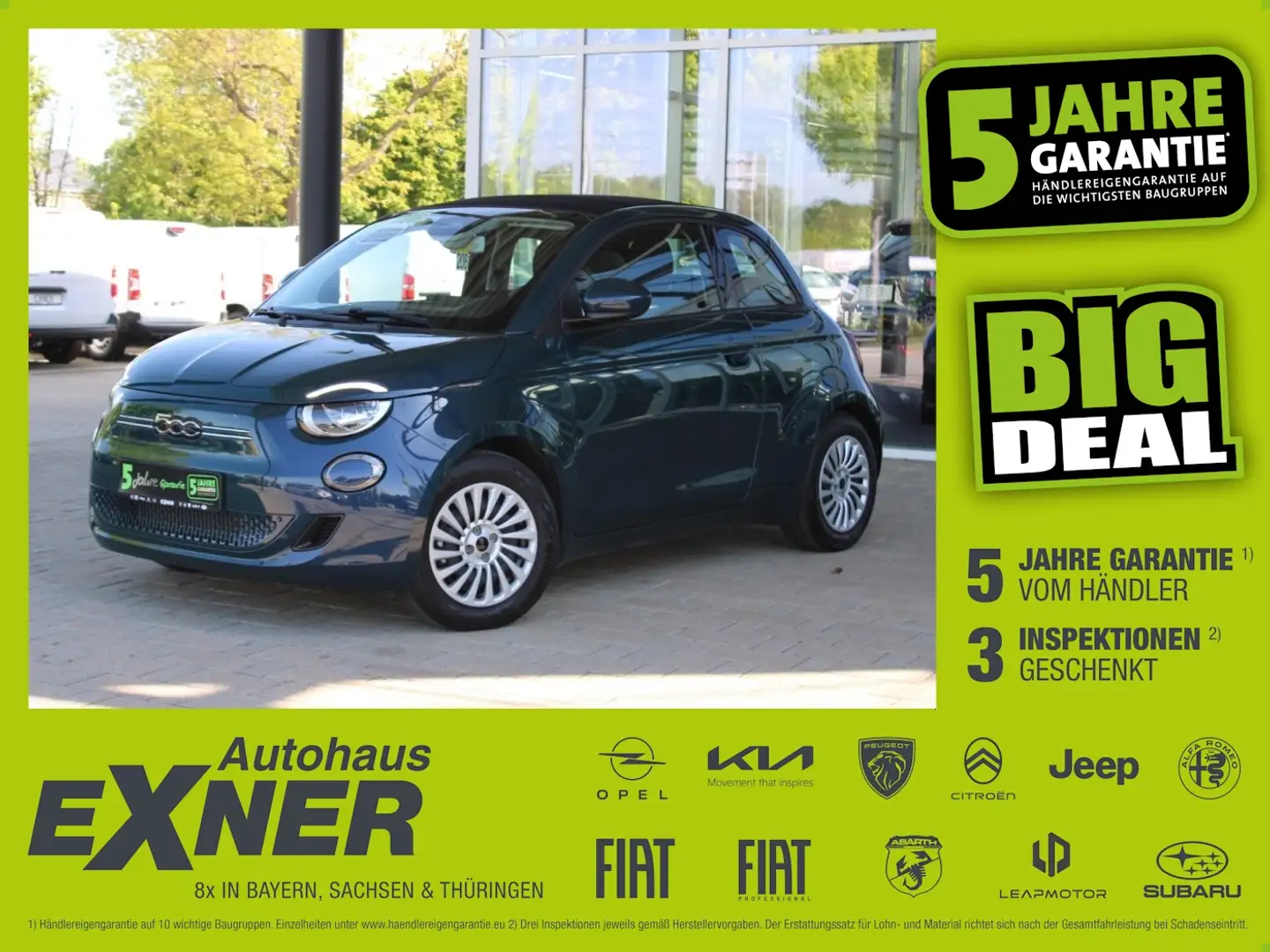 Fiat 500e Cabrio BASE LED, Klimaautomatik, DAB Grün - 1