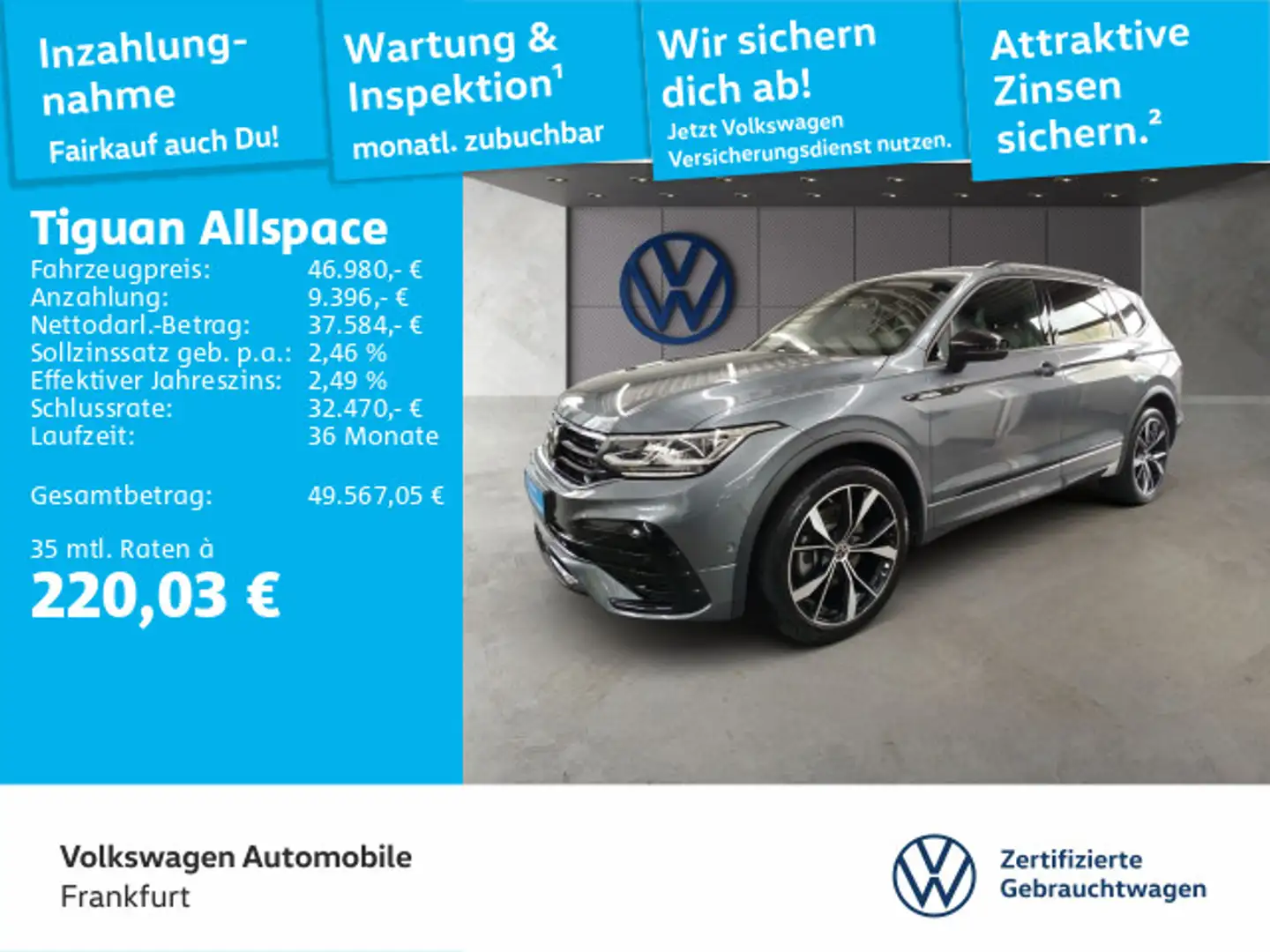 Volkswagen Tiguan Allspace 2.0 TDI DSG 4Motion R-Line Navi Grau - 1