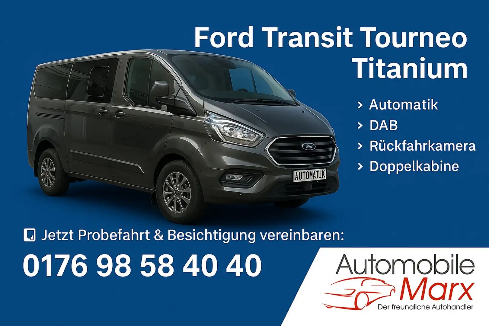 Ford Transit Titanium,Automatik,5 Sitzer,SHZ,Camera,Navi Grau - 1