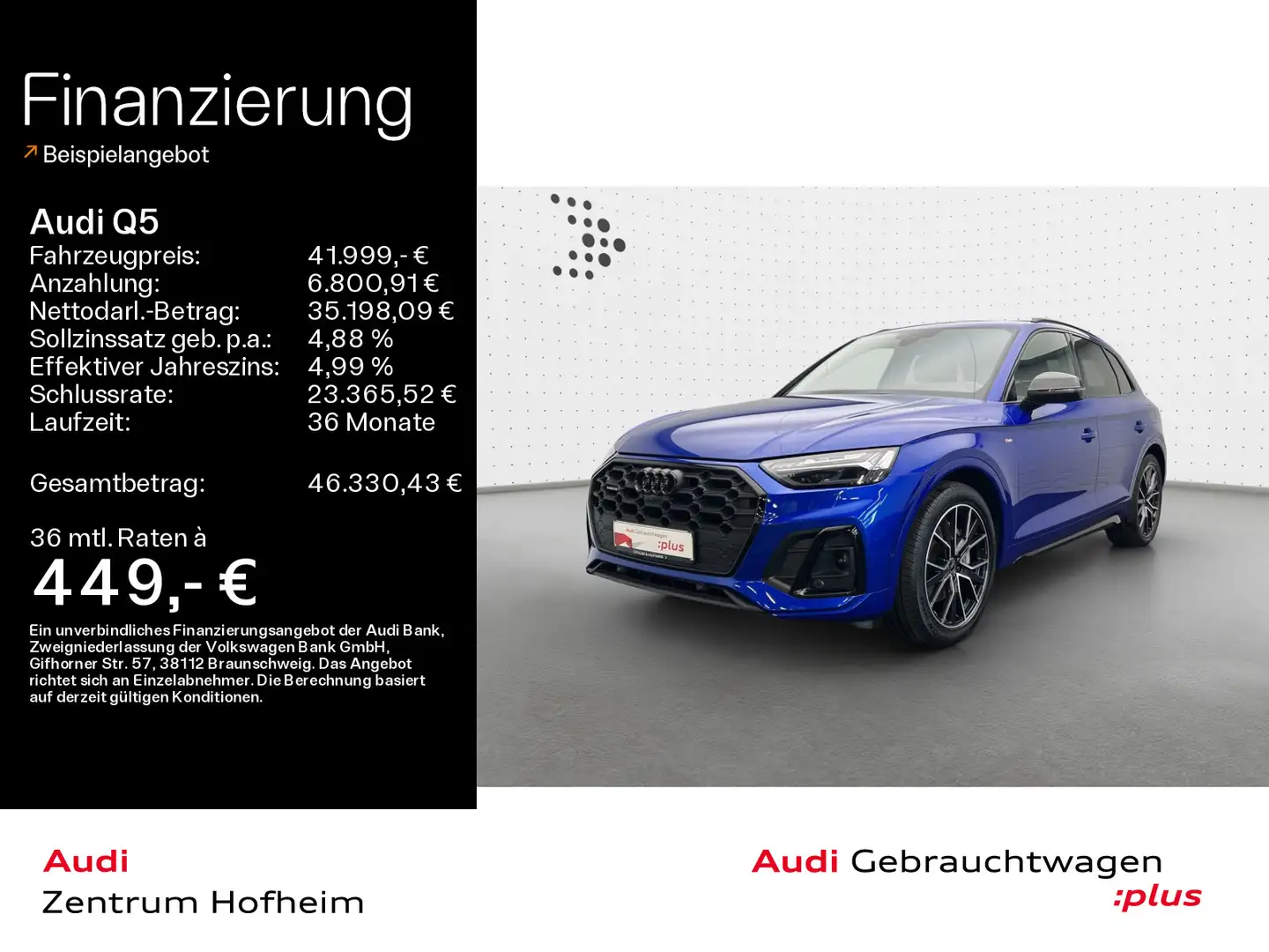 Audi Q5 50 TFSIe qu S line S tro*Air*B&O*Matrix*Virtu Blauw - 1