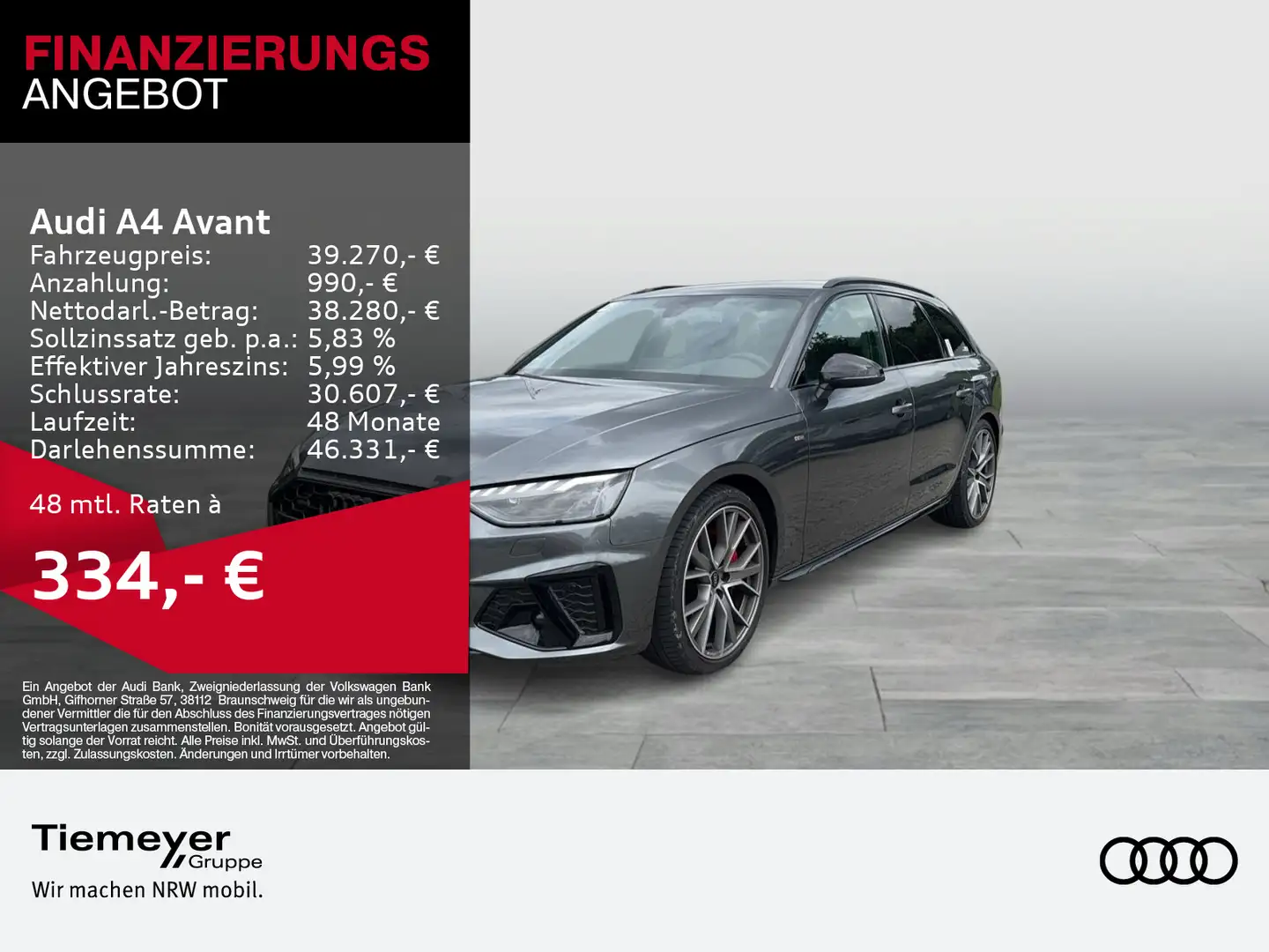 Audi A4 40 TFSI Q 2x S LINE LM19 KAMERA NAVI+ V Grau - 1