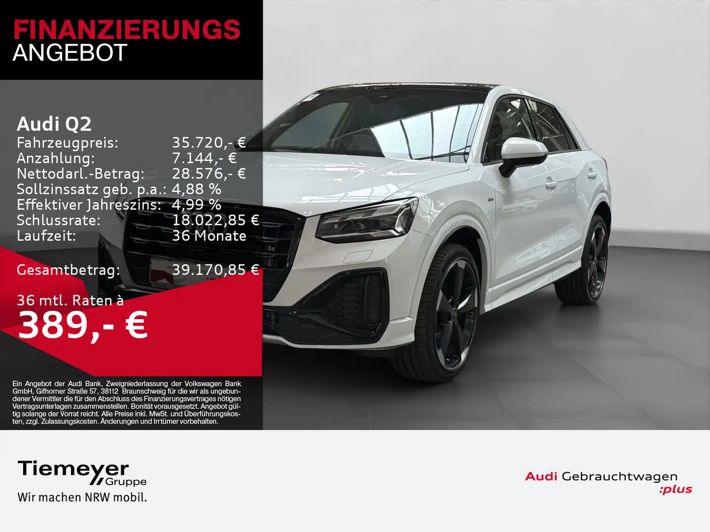 Audi Q2 35 TDI 2x S LINE LM19 FEINNAPPA PANO AHK Weiß - 1