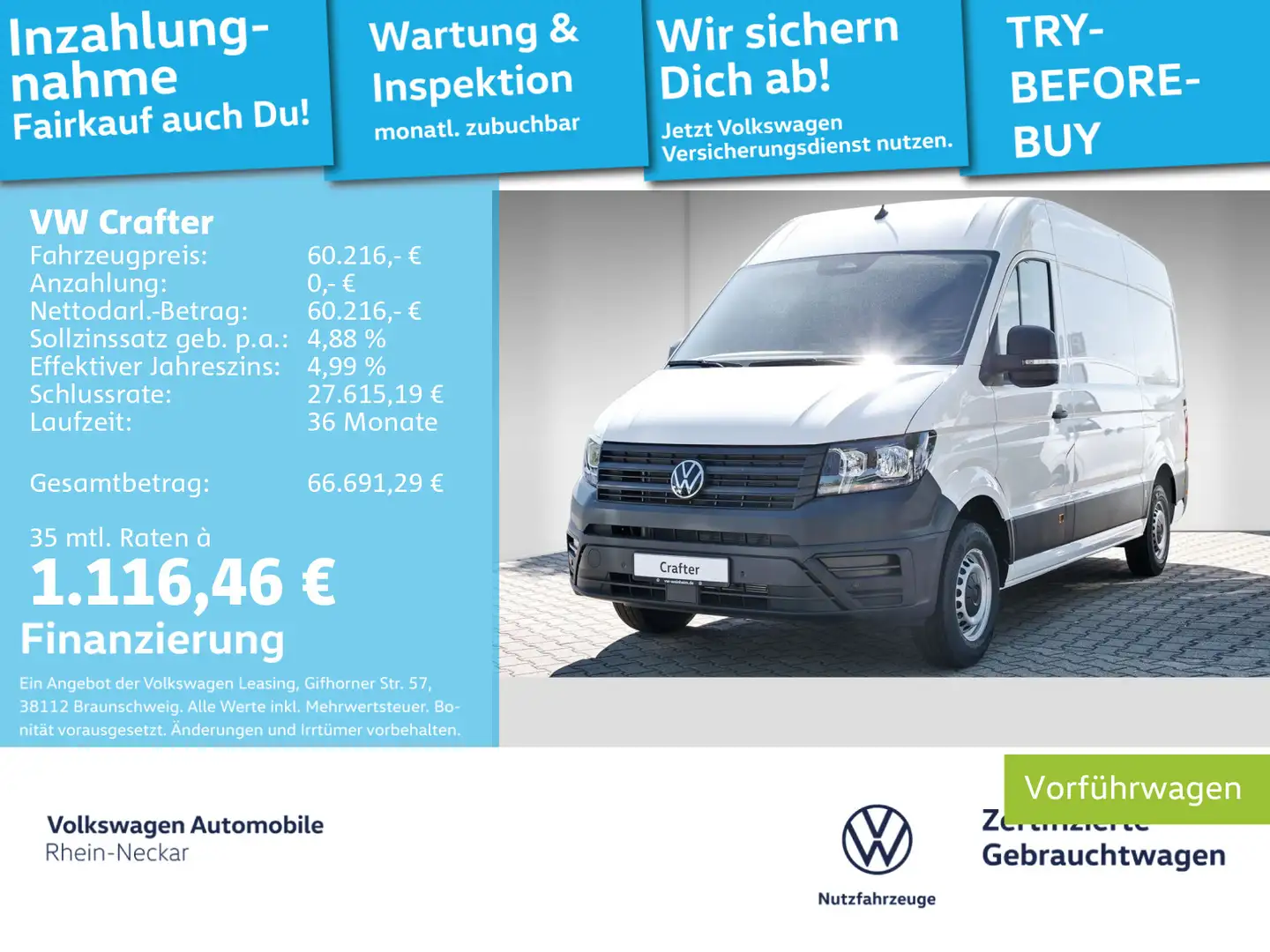 Volkswagen Crafter 35 Kasten 2.0 TDI Hochdach 8-Gang-Automa Weiß - 1