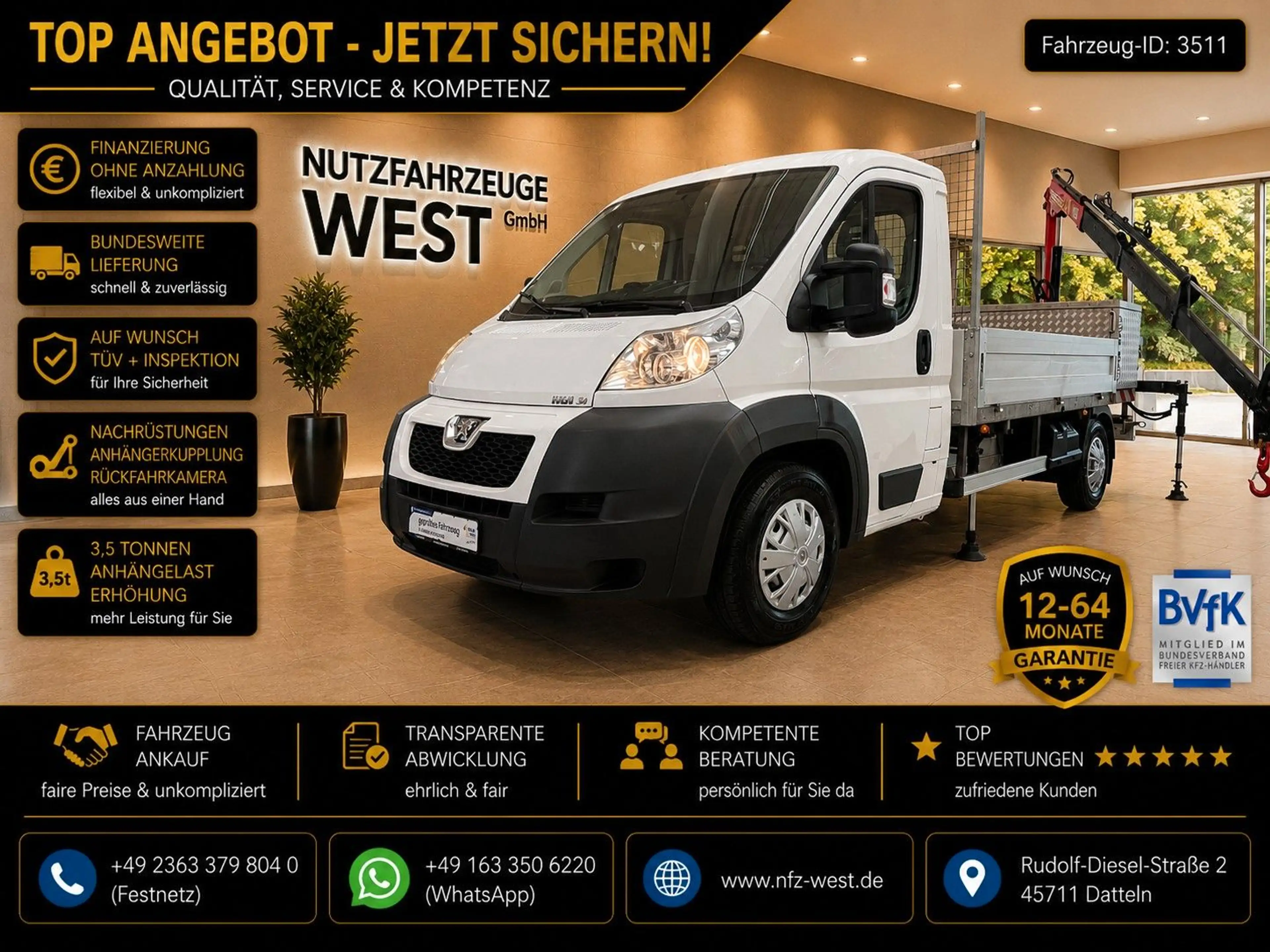 Peugeot Boxer 3,0 HDI Fassi Kran M30A.13 *995 kg*1.Hand