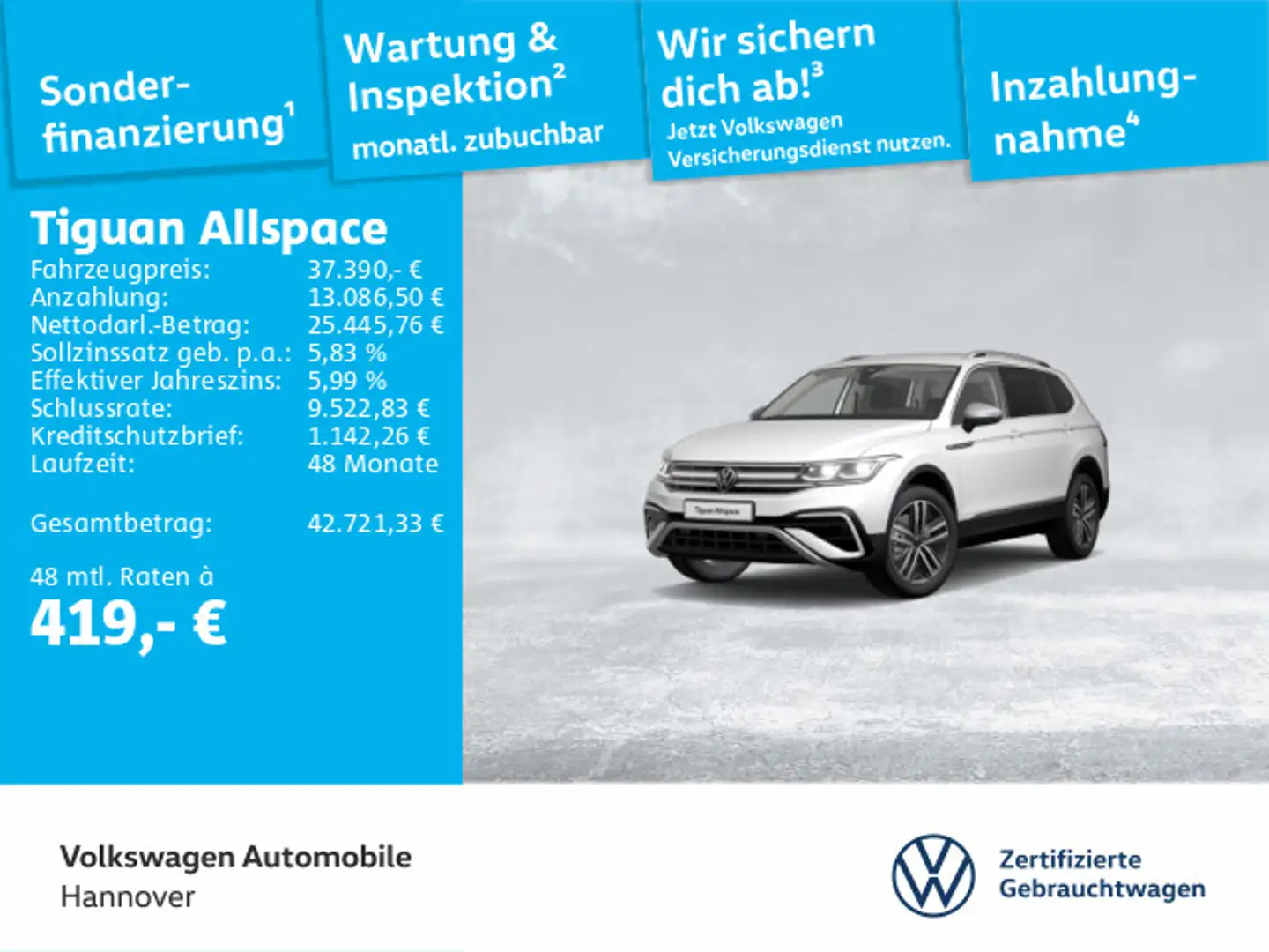 Volkswagen Tiguan Allspace 2.0 TSI DSG Elegance ACC DigCock Weiß - 1