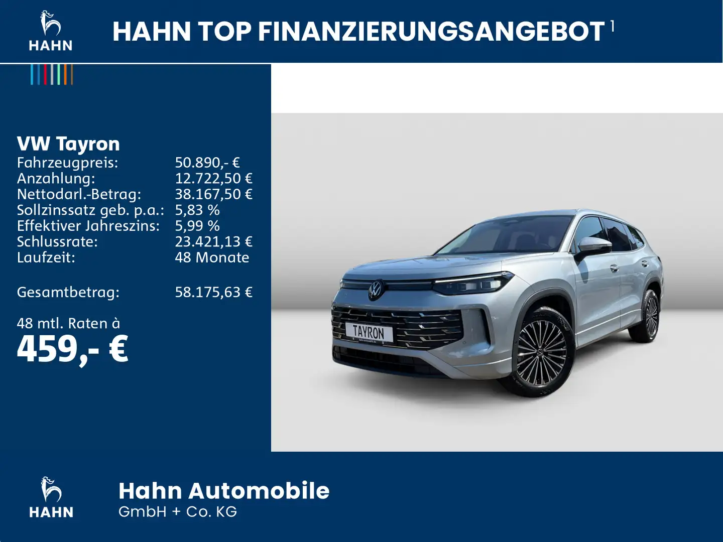 Volkswagen Tayron Elegance 2,0TSI DSG 4MO AHK STANDHEIZ NAV Silber - 2