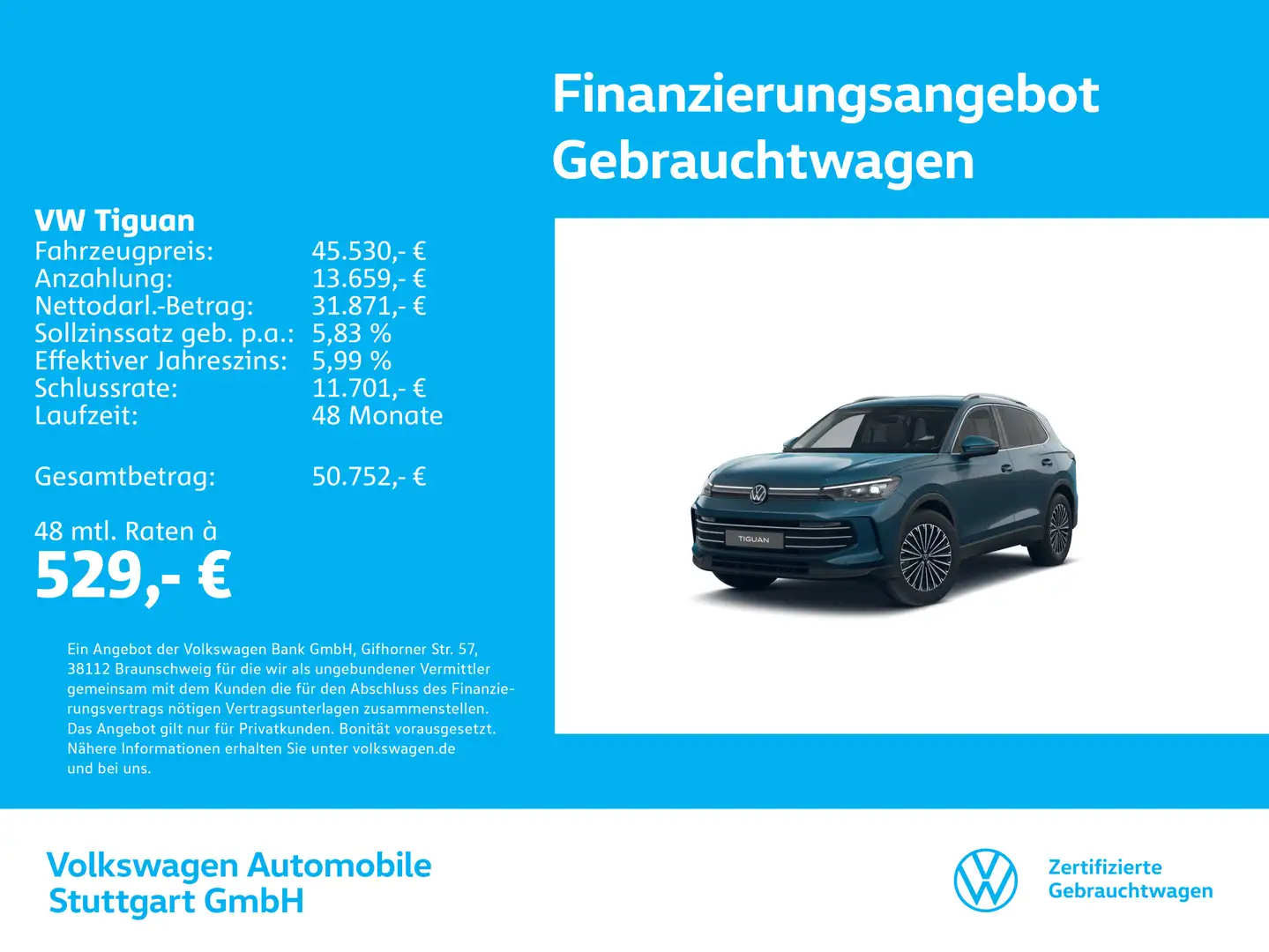 Volkswagen Tiguan Elegance  2.0 TSI DSG Navi AHK Kamera Blau - 1