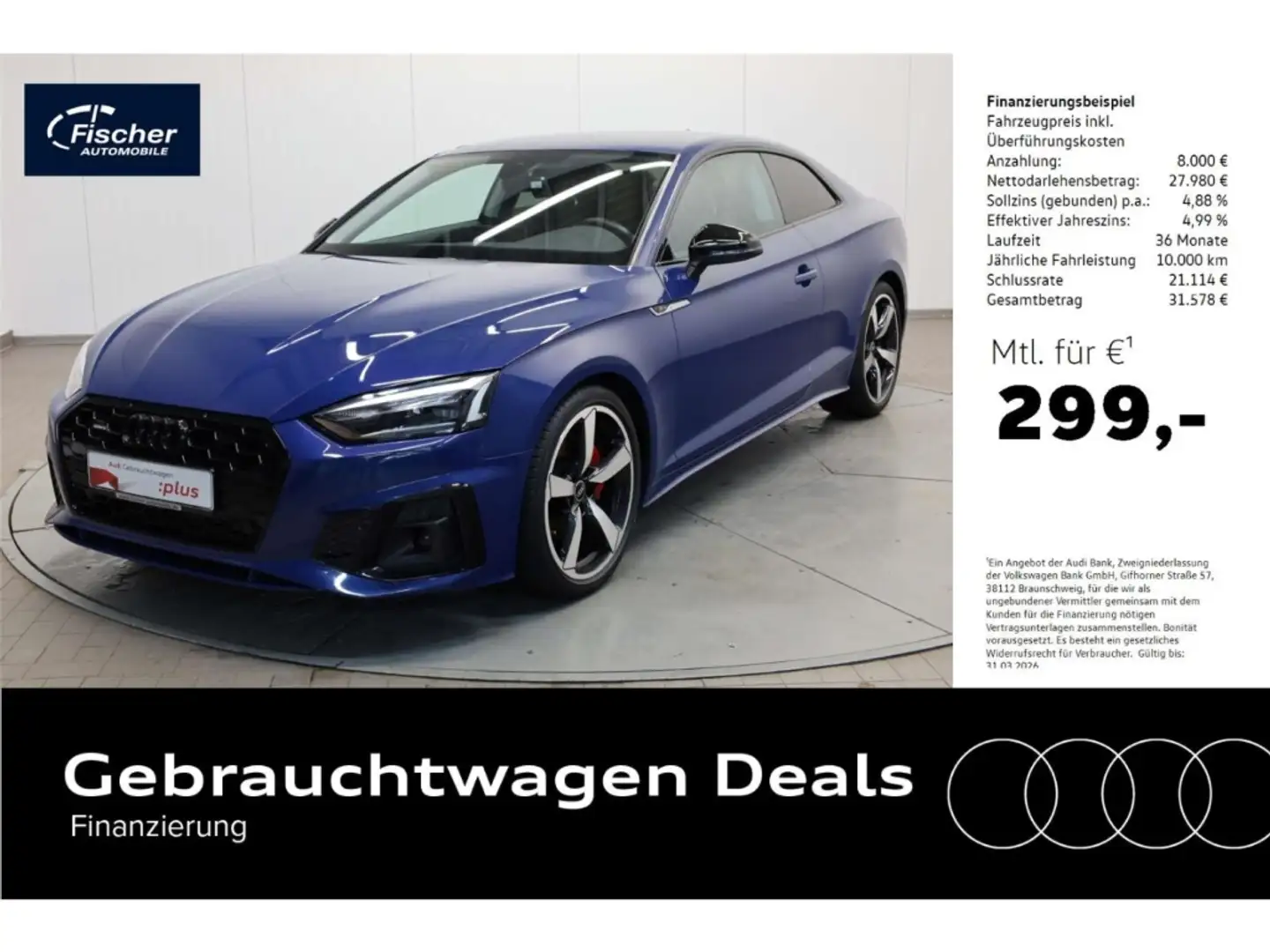 Audi A5 Coupe 40 TFSI quattro S line Blau - 1
