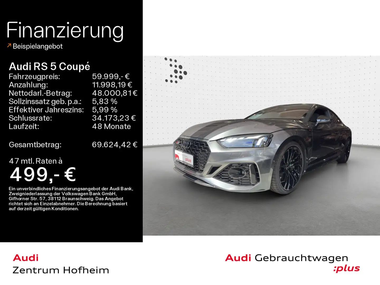 Audi RS5 *280 km/h*Keramik*Laser*B&O*HUD*Virtua Grau - 1