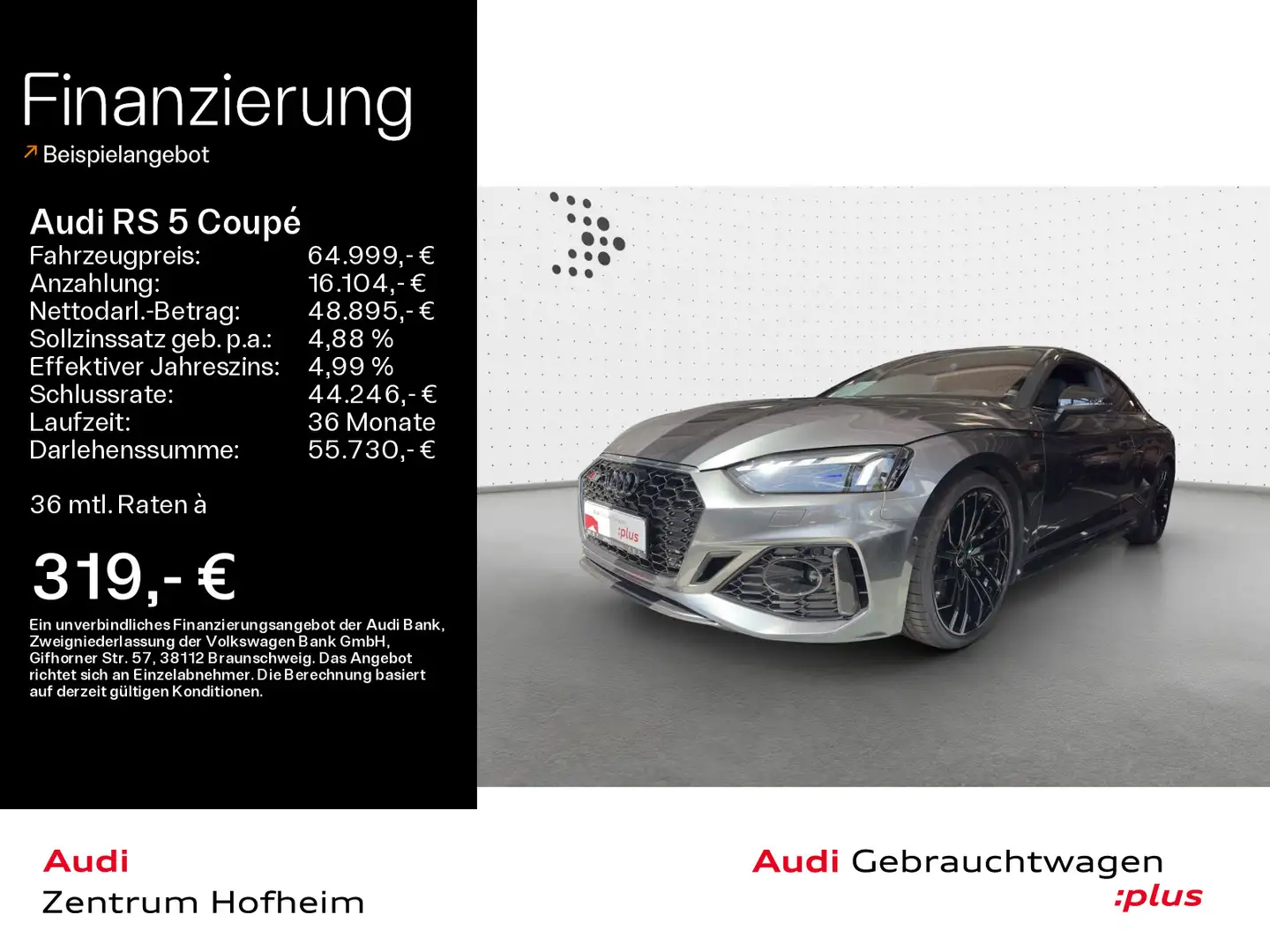 Audi RS5 *280 km/h*Keramik*Laser*B&O*HUD*Virtua Grigio - 1