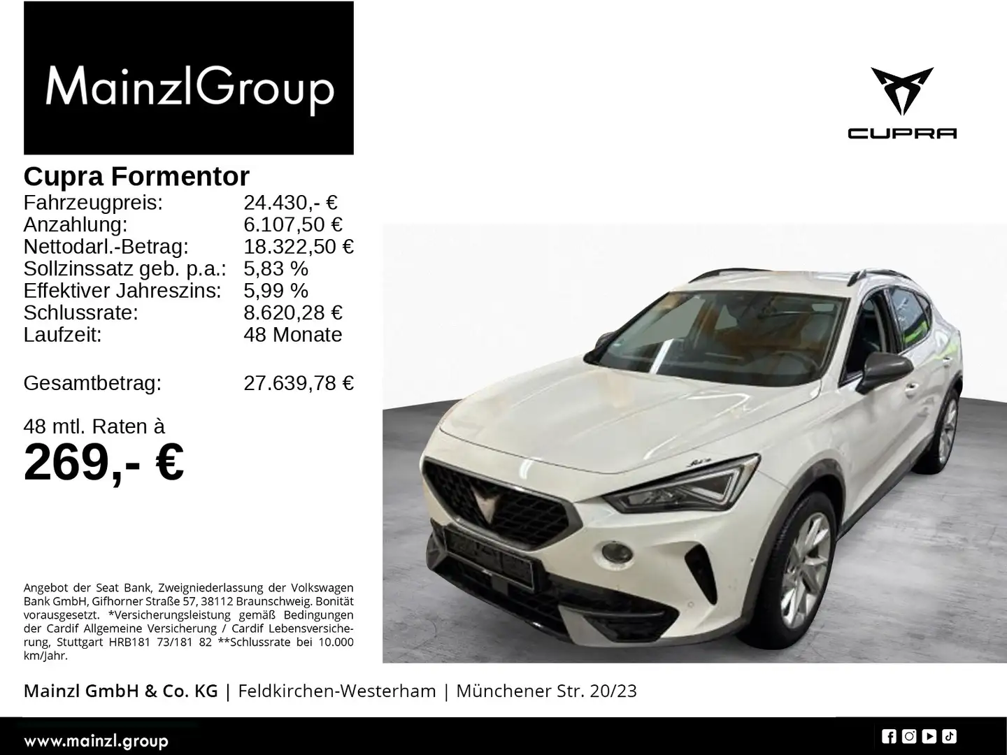 CUPRA Formentor 1.4 e-Hybrid DSG LED Navi Alu 2xPDC Weiß - 1