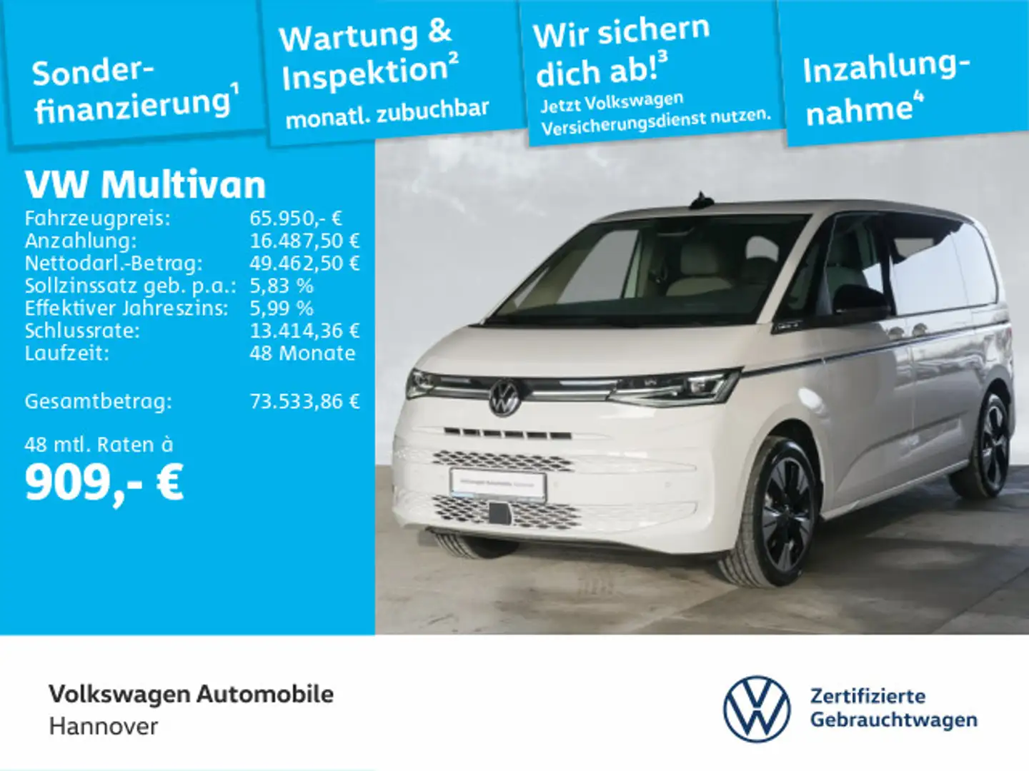 Volkswagen T7 Multivan Style kurzer Überhang 2.0 TSI DSG AHK H Weiß - 1