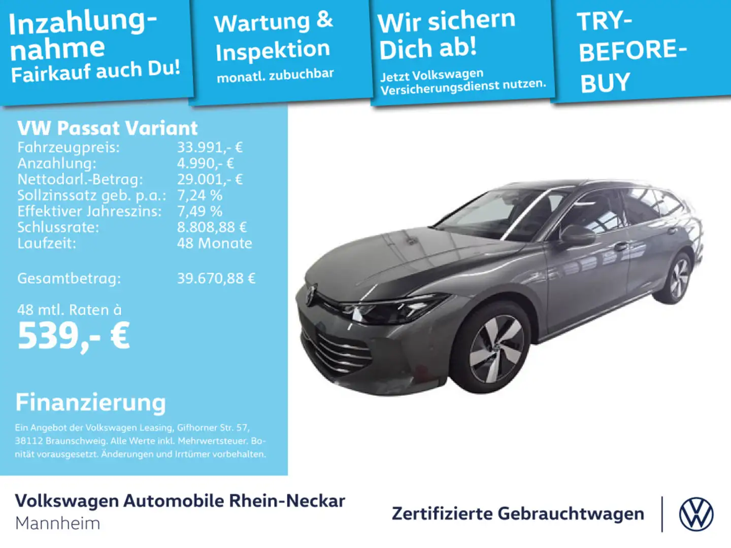 Volkswagen Passat Variant 1.5 eTSI Business DSG Business GA Grau - 1