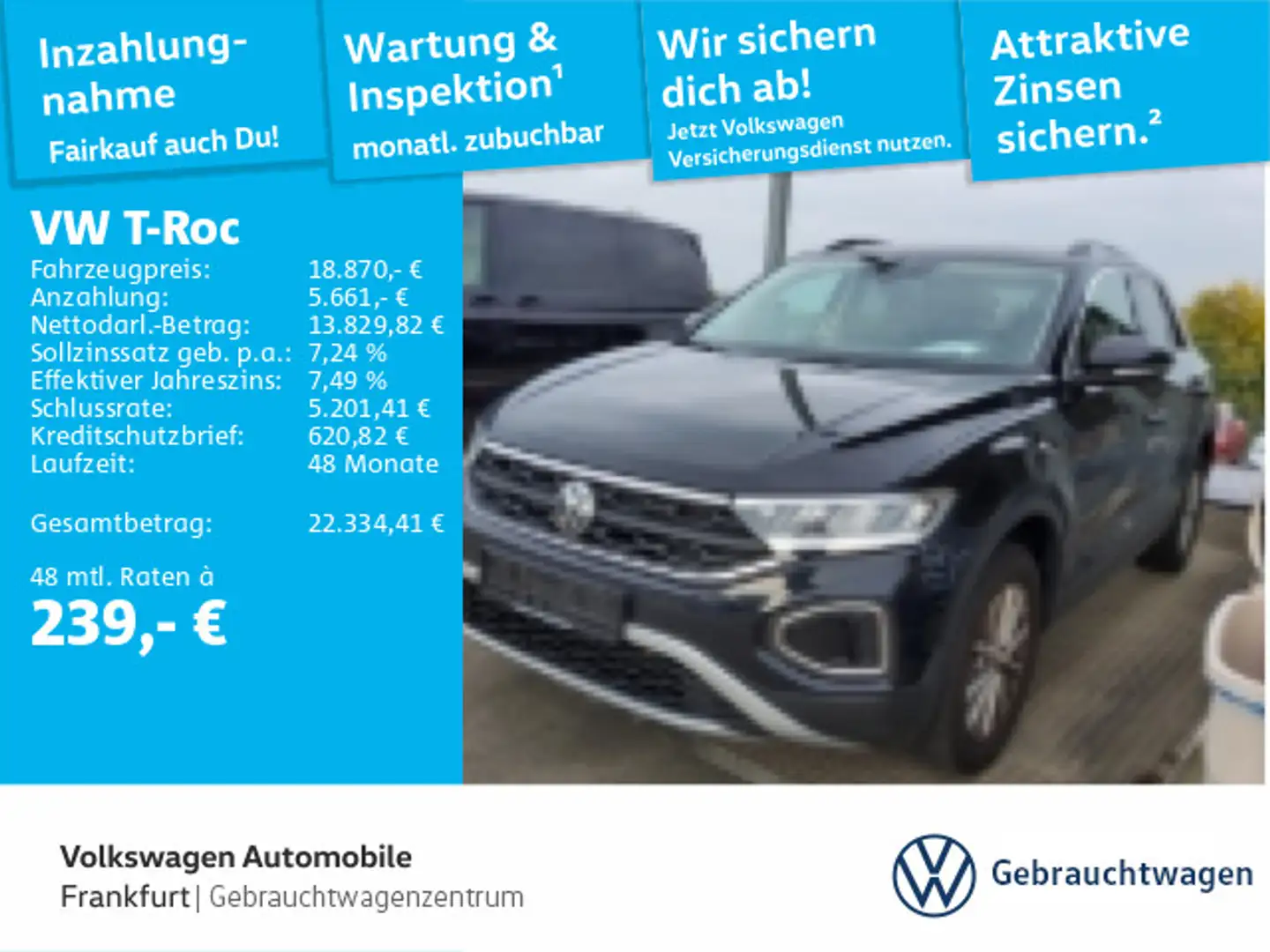 Volkswagen T-Roc 1.0 TSI Life Navi LED LaneAssist FrontAssi Schwarz - 1