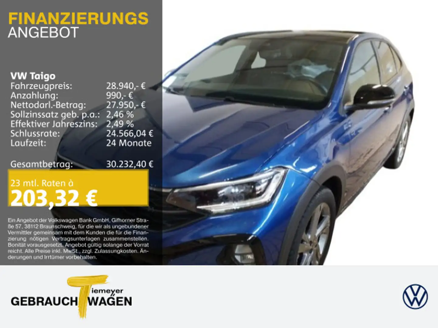 Volkswagen Taigo 1.5 TSI DSG R-LINE IQ.LIGHT NAVI PANO LM18 Blau - 1