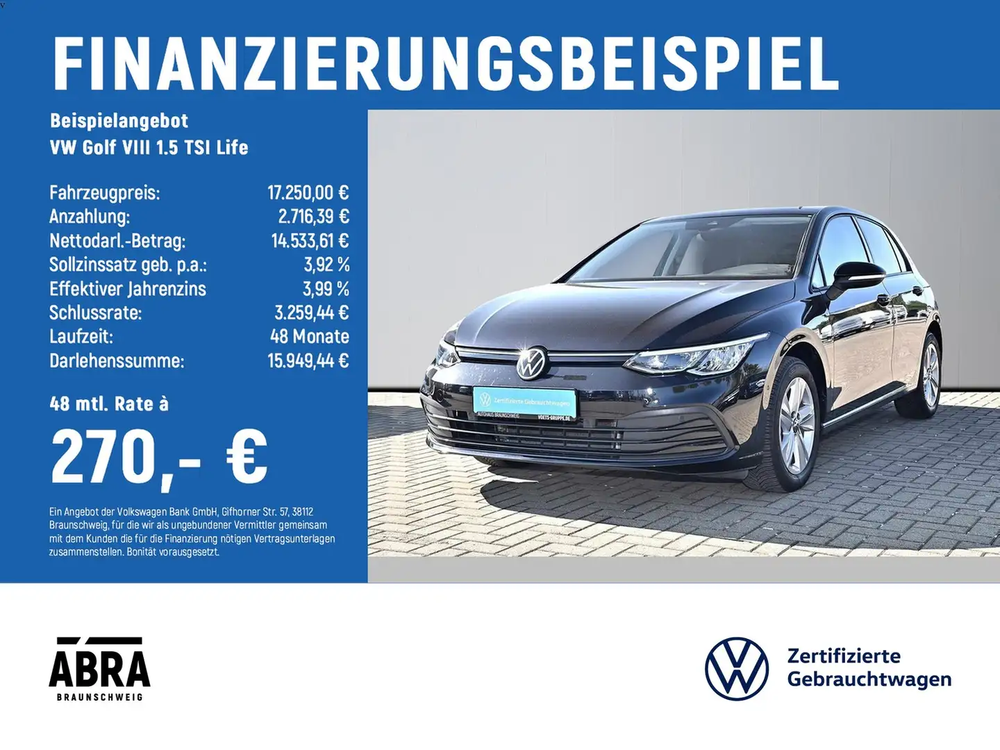 Volkswagen Golf VIII 1.5 TSI Life LED+NAVI+SHZ+PDC+PHONE Nero - 2