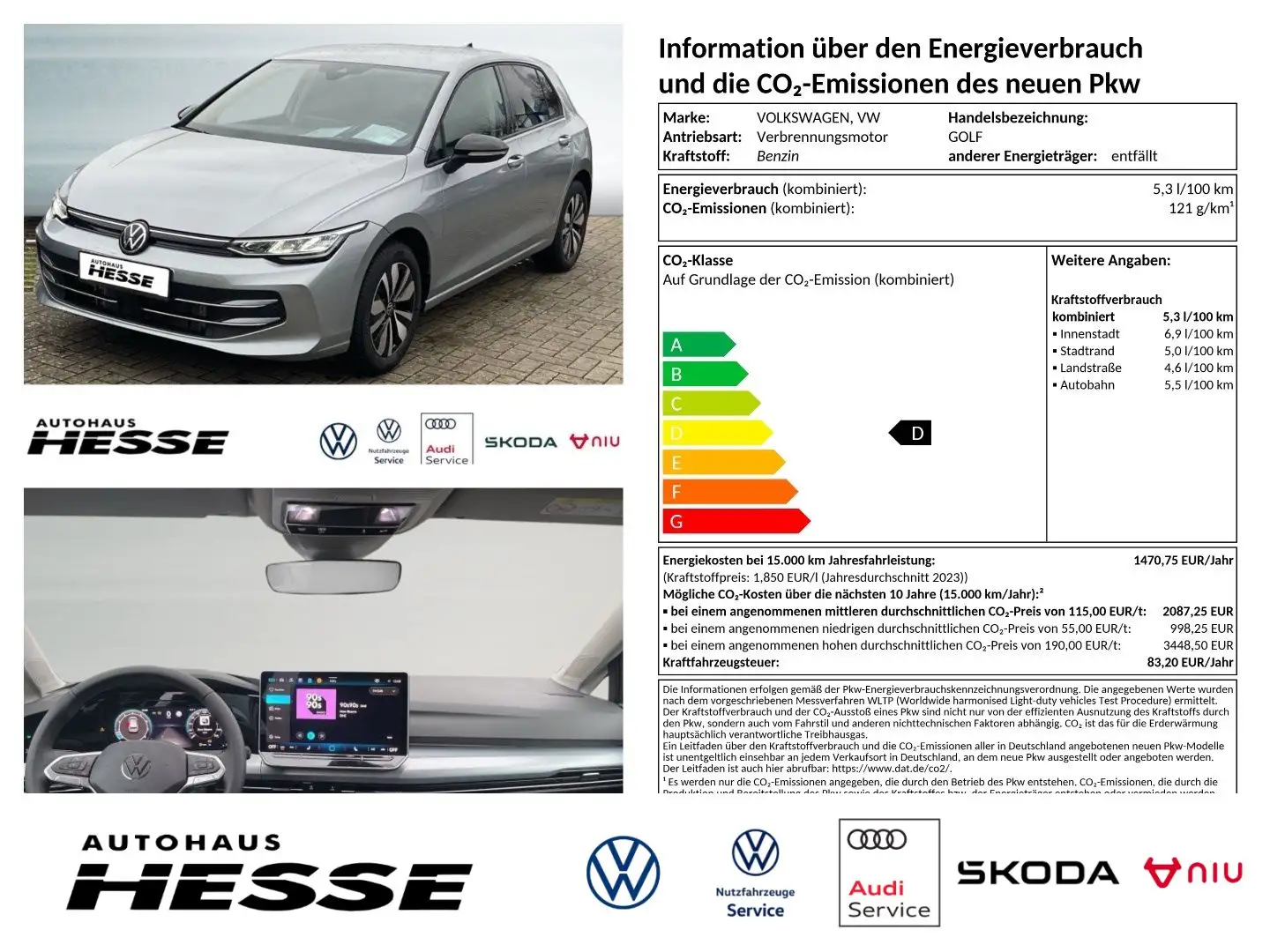 Volkswagen Golf VIII 1.5 eTSI Goal DSG, AHK LED Digi Tacho Silber - 1