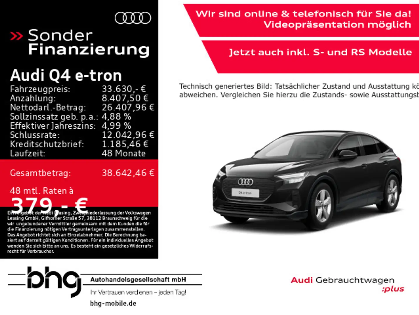 Audi Q4 e-tron Sportback 50 quattro Navi Wärmepumpe Schwarz - 1
