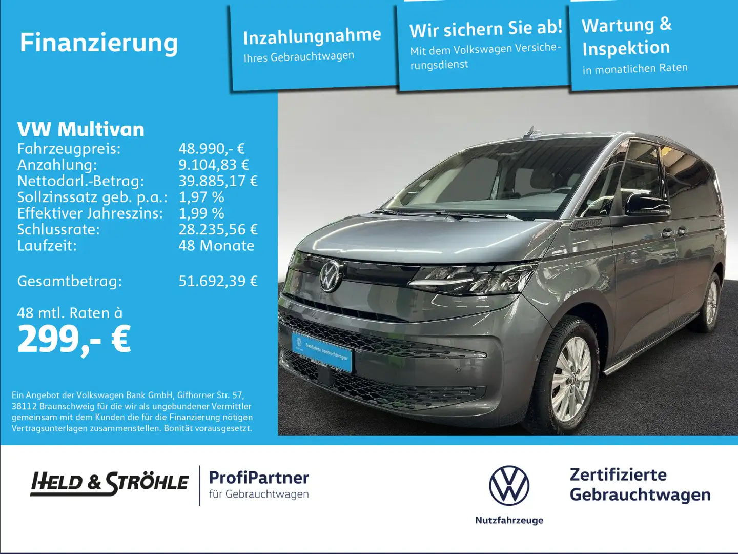 Volkswagen T7 Multivan T7 Multivan 2.0 TDI DSG LED NAV AHK KAM ACC 17" Grau - 1