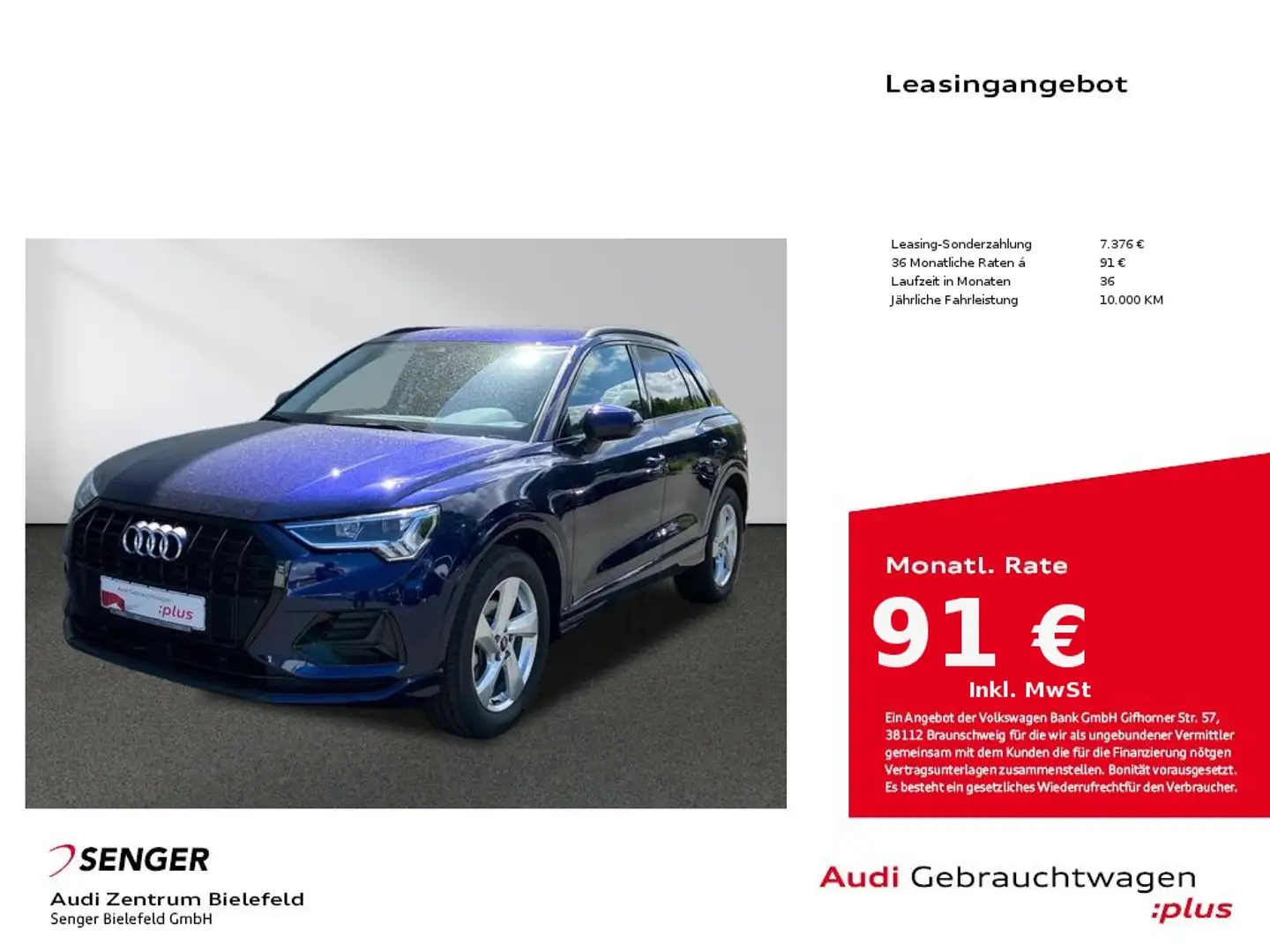 Audi Q3 advanced 35 TFSI S tronic MMI LED AHK Bleu - 1
