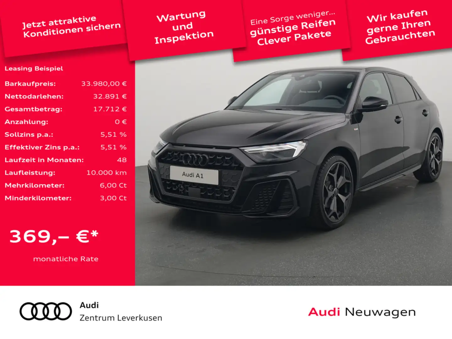 Audi A1 Sportback TFSI S line ACC KAM NAVI VIRT PD Schwarz - 1