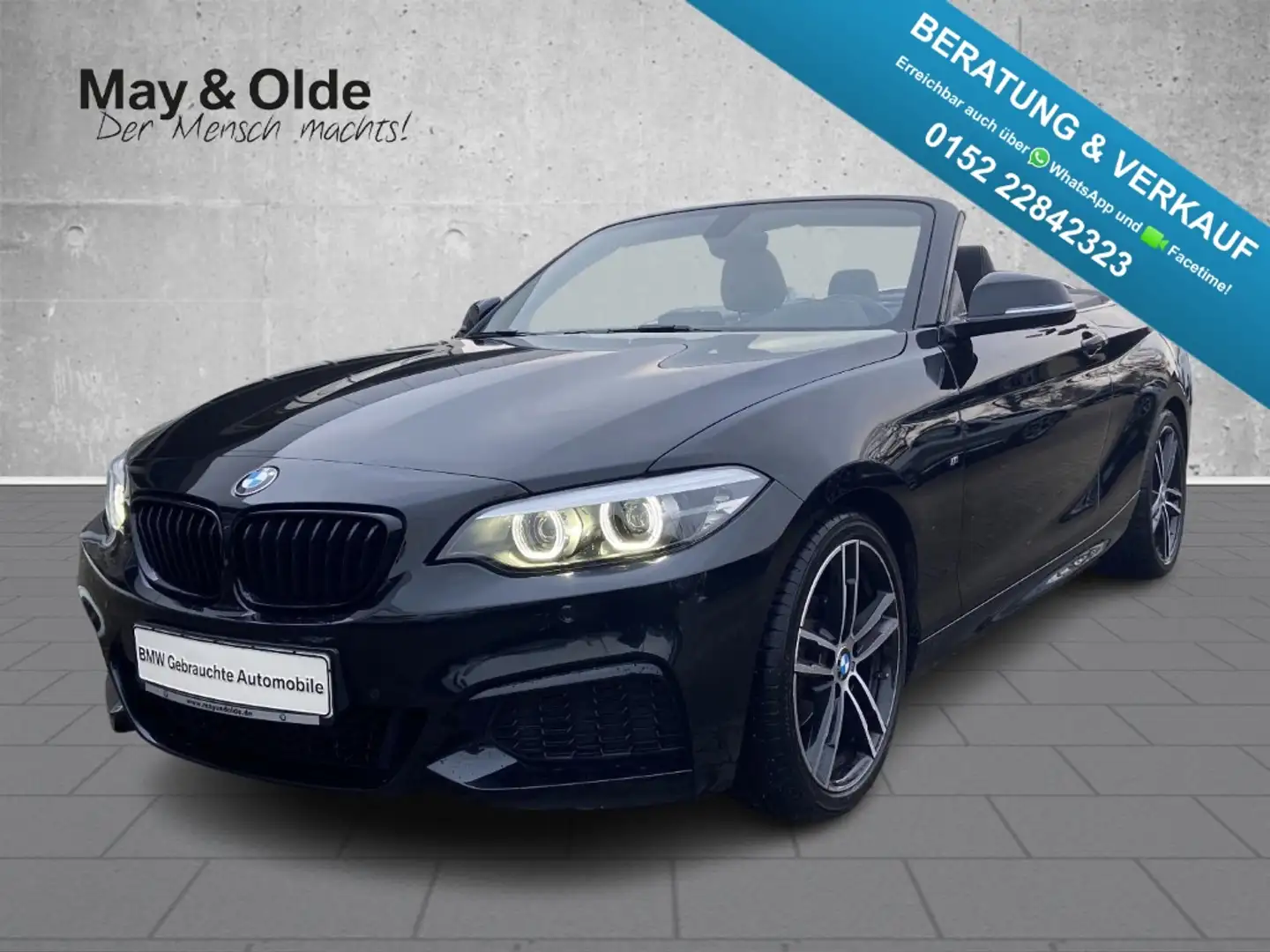 BMW 218 i Cabrio M Sport Navi har/kar LED SHZ RFK Schwarz - 1