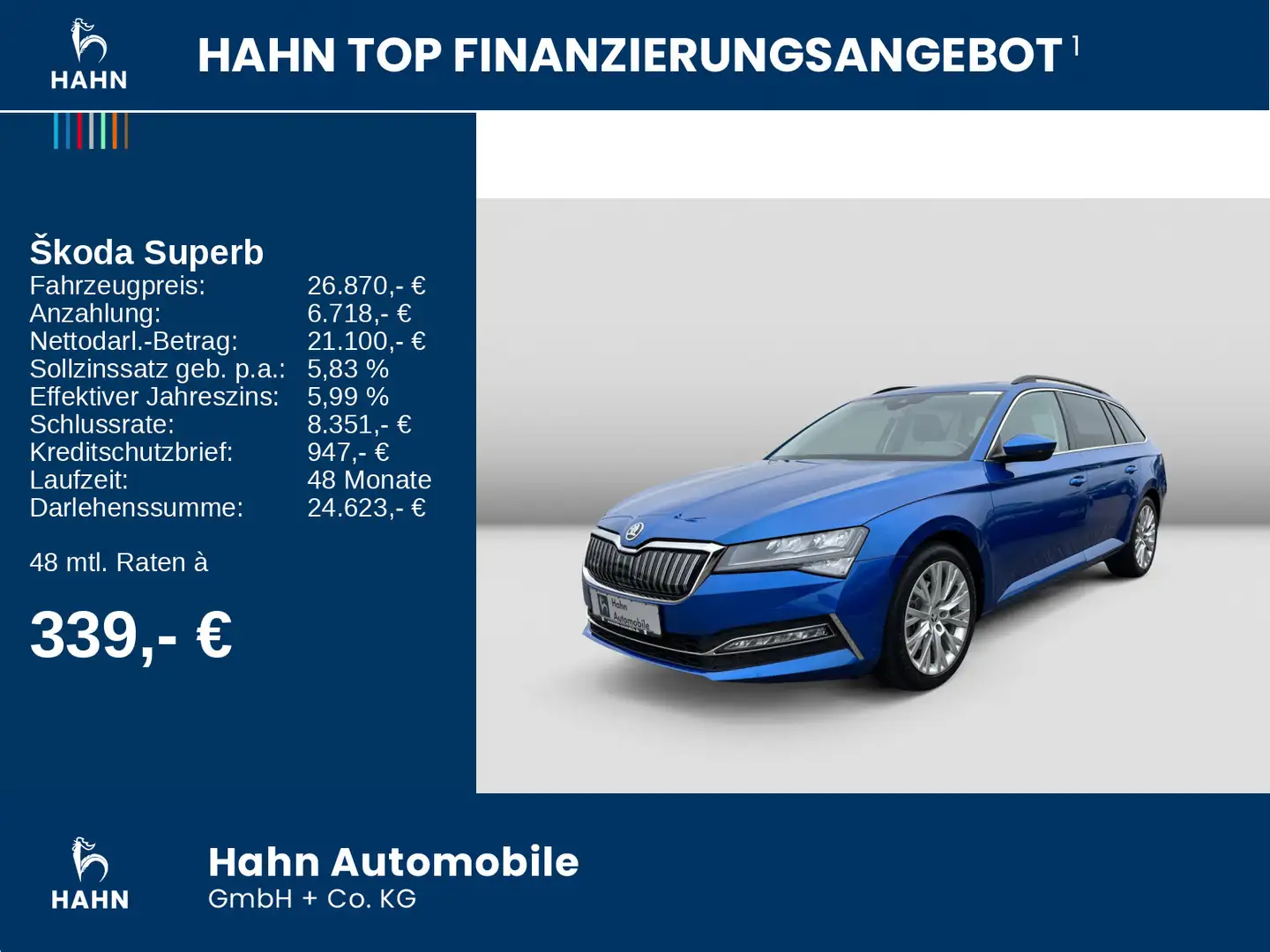 Skoda Superb Combi Ambition iV 1.4TSI DSG StandHz Pano Blau - 2