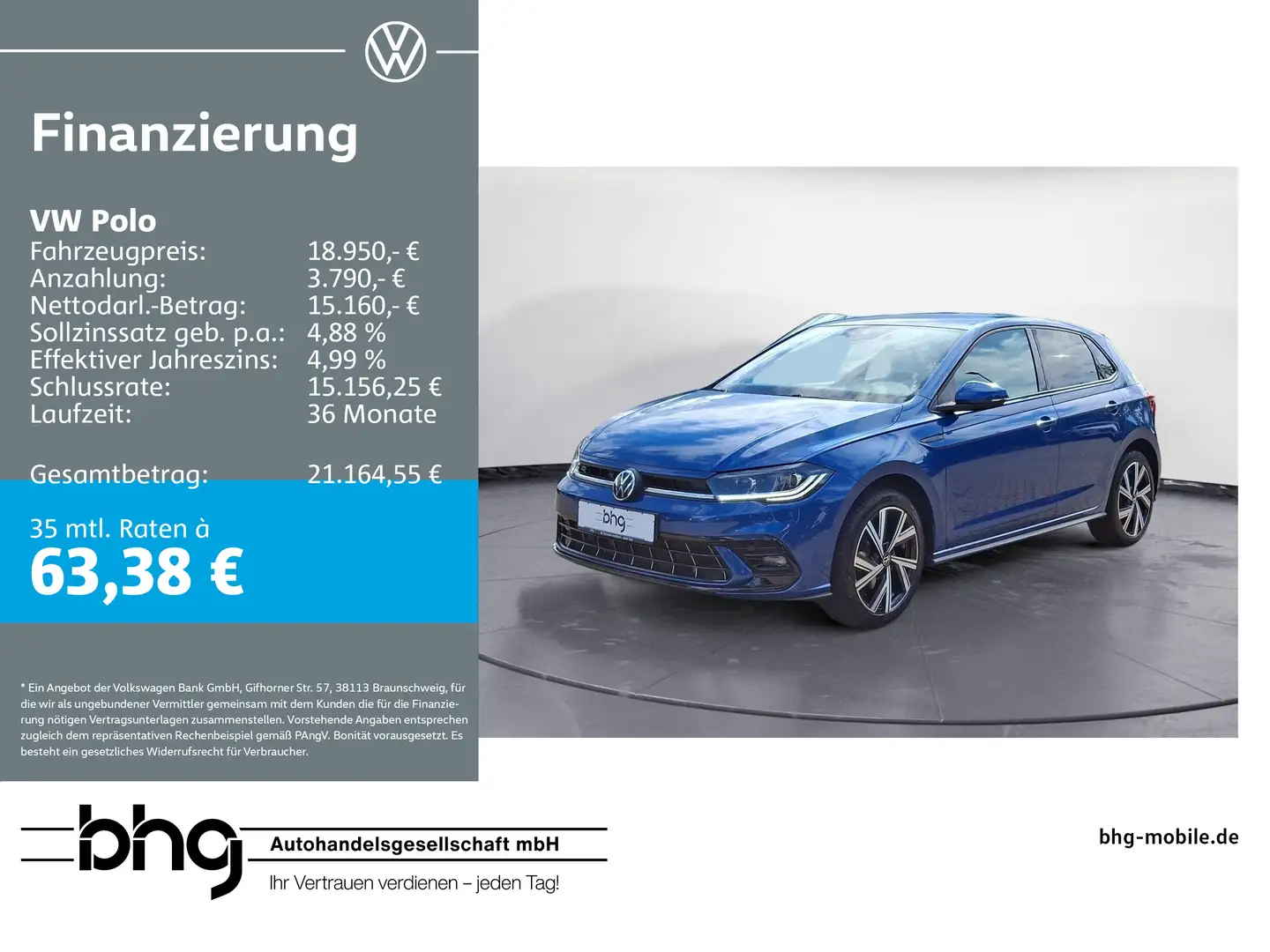 Volkswagen Polo 1.0 TSI OPF DSG R-Line Blau - 1