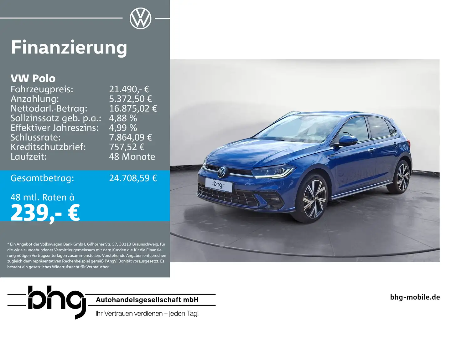Volkswagen Polo 1.0 TSI OPF DSG R-Line Blau - 1
