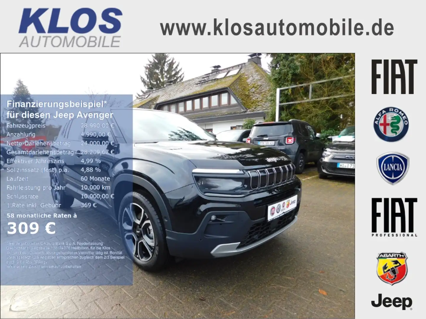 Jeep Avenger SUMMIT e-Hybrid 1.2 110PS DCT6 NAVI PANO KAMERA WI Schwarz - 1