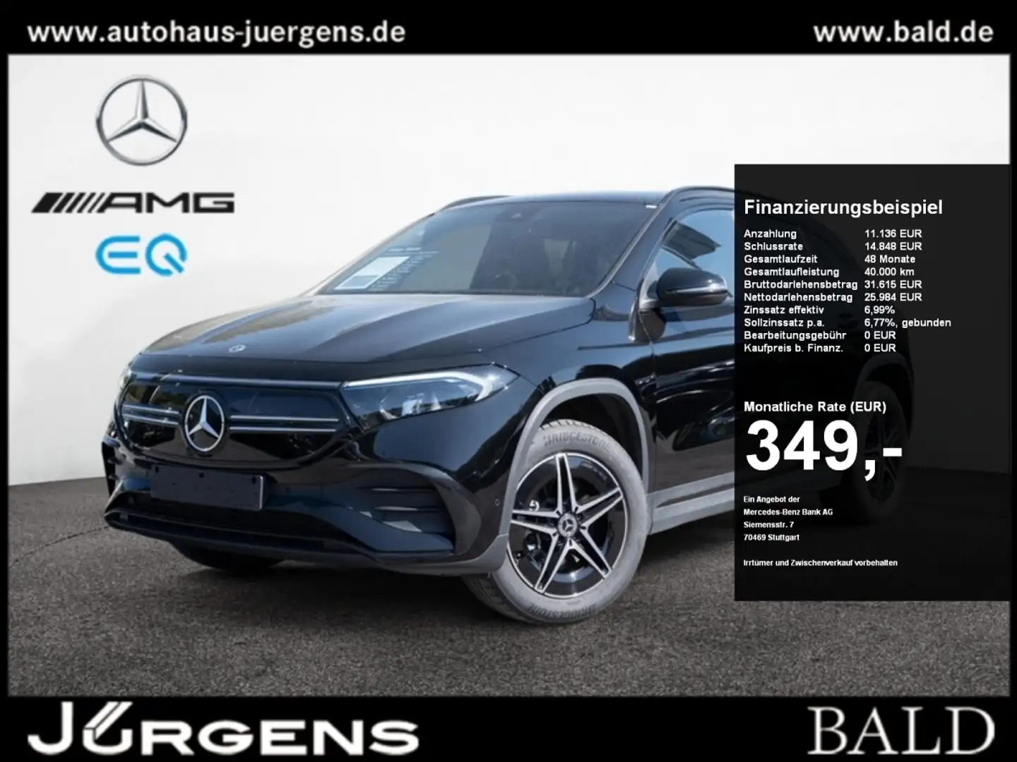 Mercedes-Benz EQA 300 4M AMG-Sport/LED/Cam/Pano/AHK/Night/18' Noir - 1