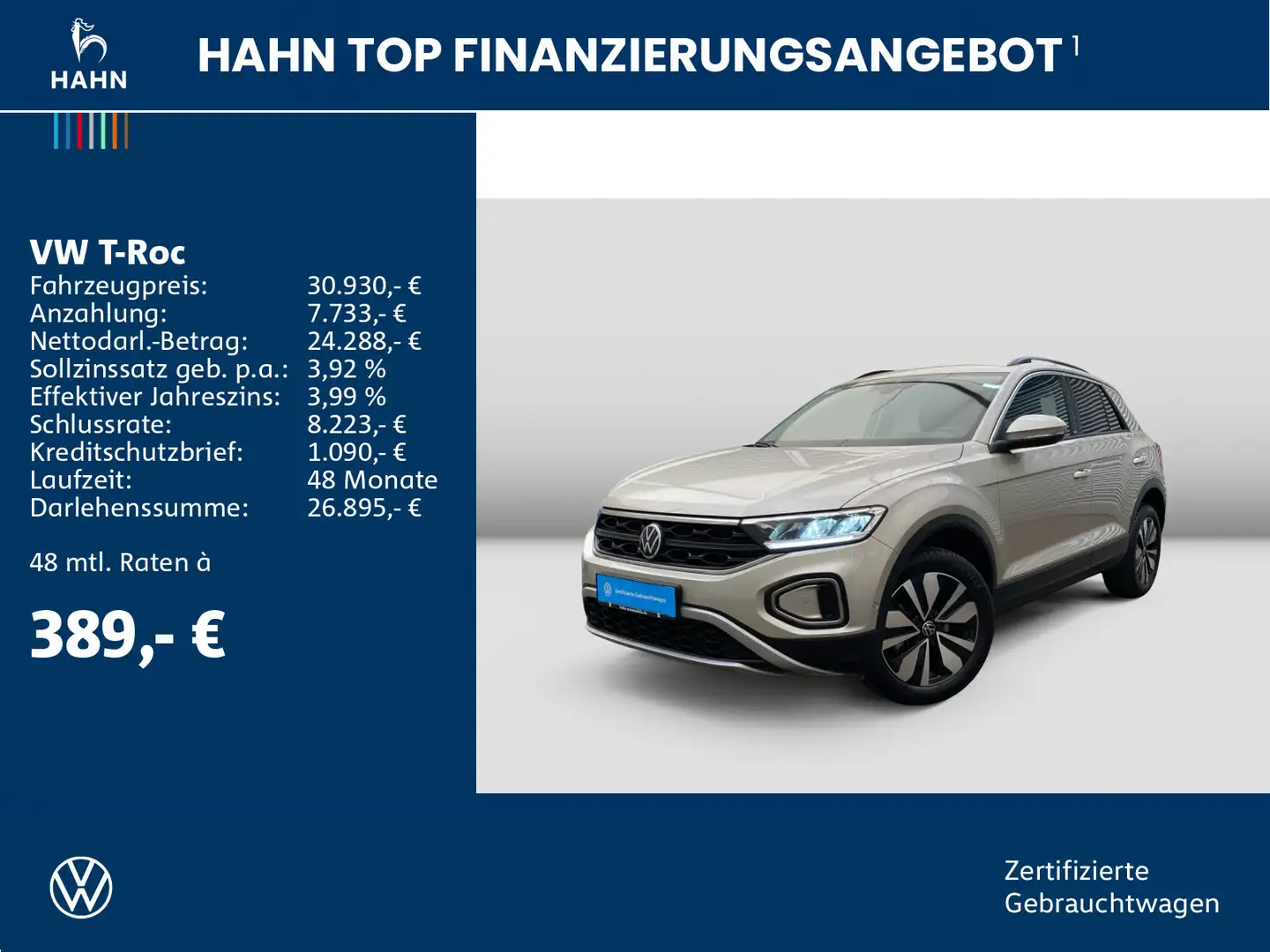 Volkswagen T-Roc 1.5TSI DSG Move LED Navi AHK Standh ACC Silber - 2