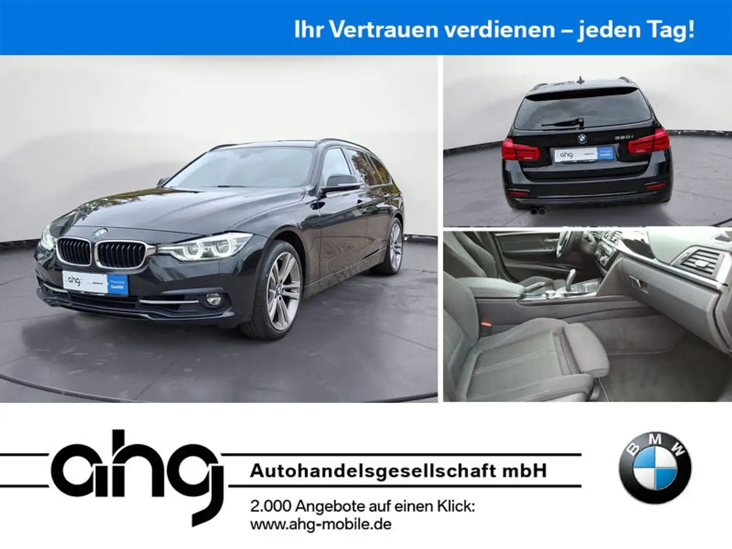 BMW 320 i Touring Sport Line Aut. Navi Business PDC Zwart - 1