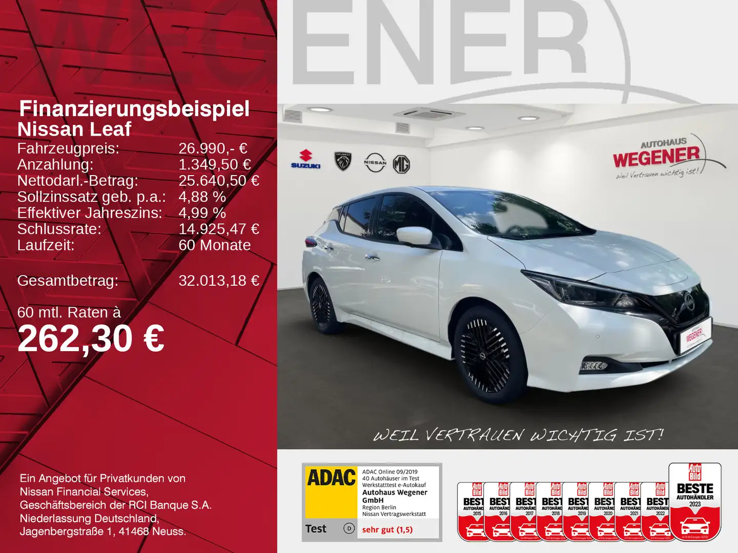 Nissan Leaf LEAF N-CONNECTA e+ 59kWh Sitzh. vo+hi, Lenkradhe Weiß - 2